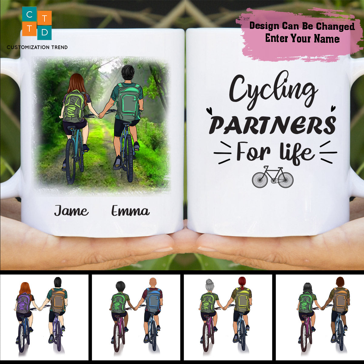 Personalized  Cycling Partner For Life Mug , Custom Couple Mug