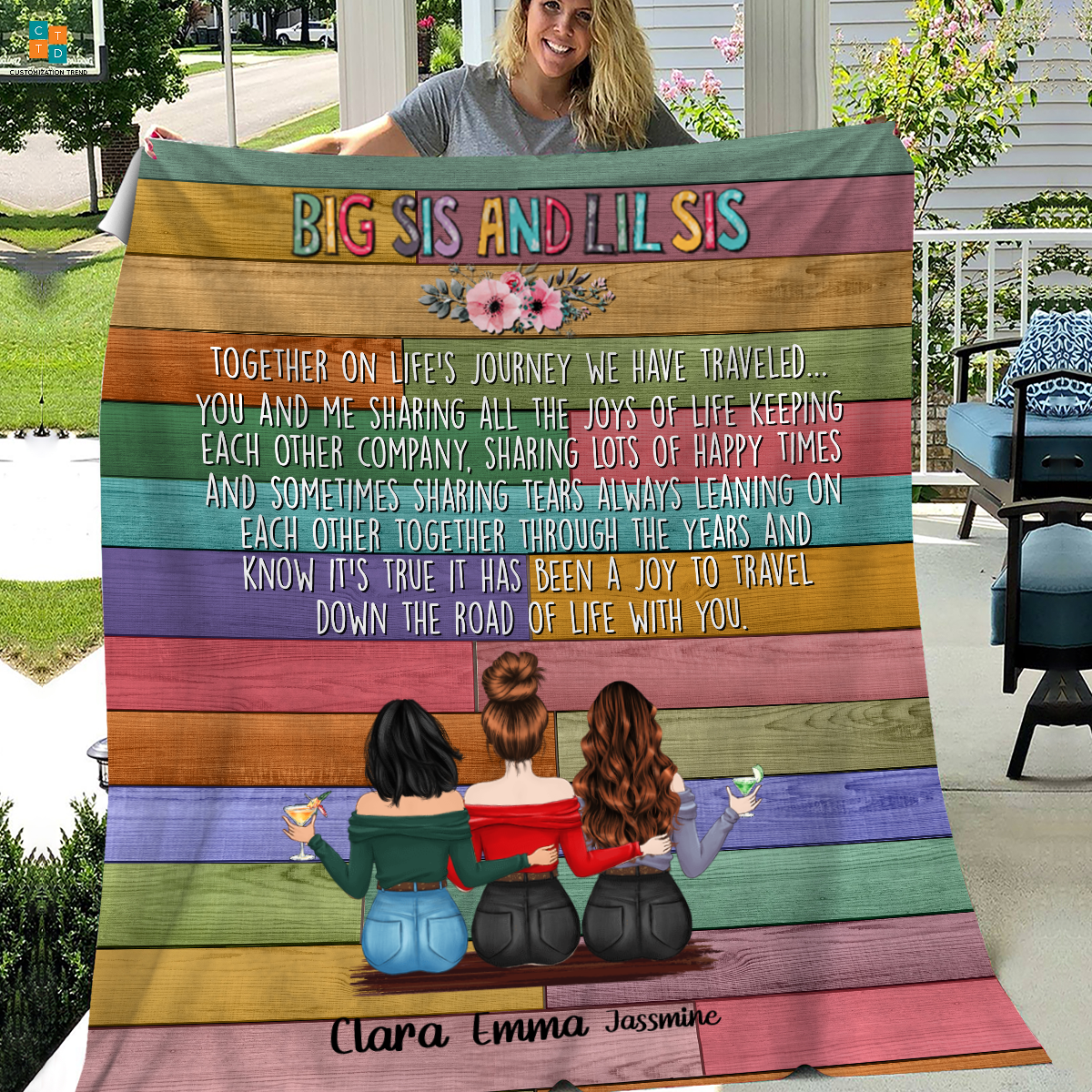 Personalized Big Sis And Lil Sis Together On Life Blanket, Custome Friends, Besties, Sisters Blanket