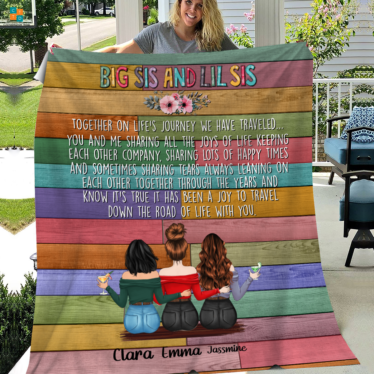 Personalized Besties Forever Chibi Girls Blanket, Custom Besties, Friends, Sisters Blanket