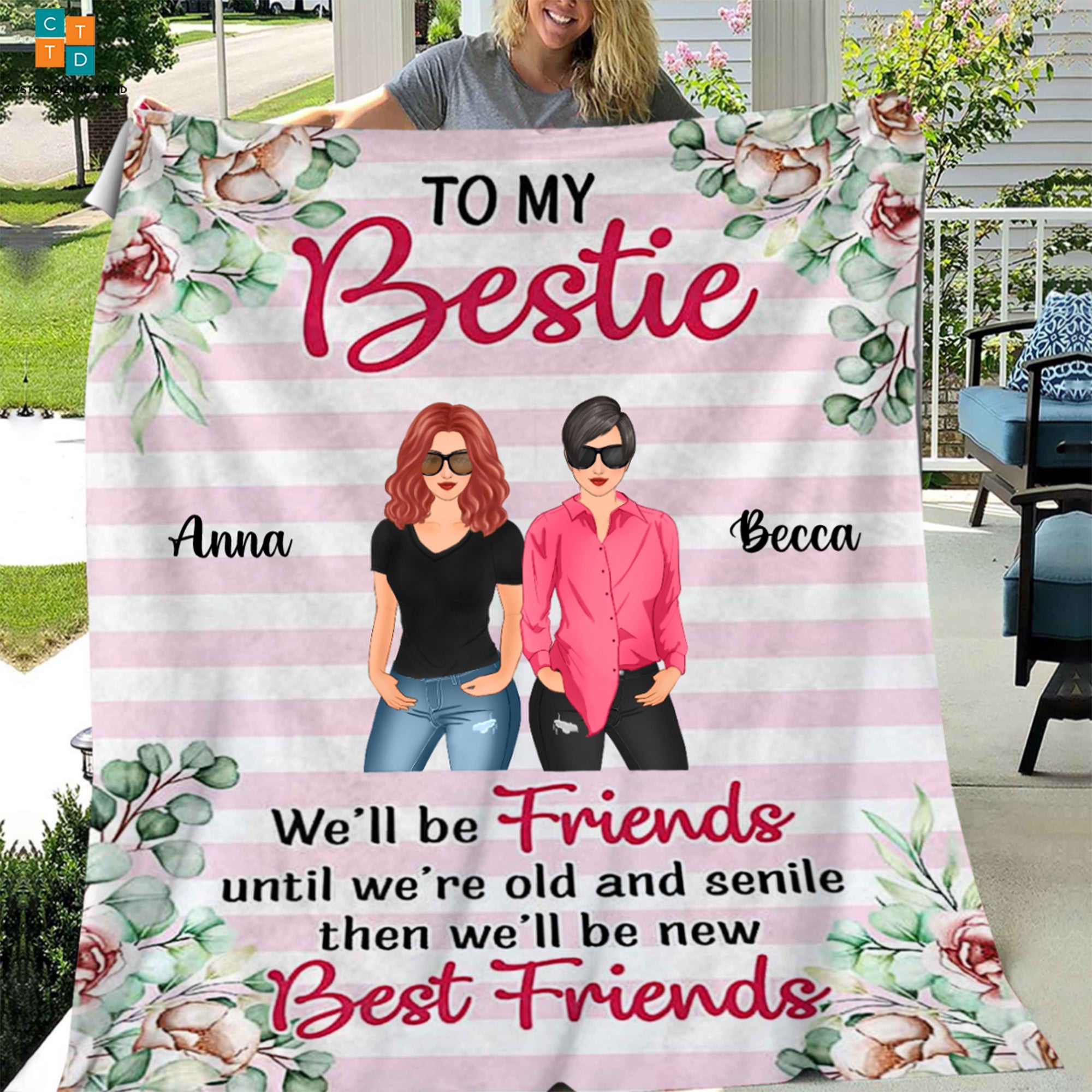 Personalized  Fashion Girls To My Bestie I Love You  Blanket , Custome Friend , Sisters, Friends Blanket
