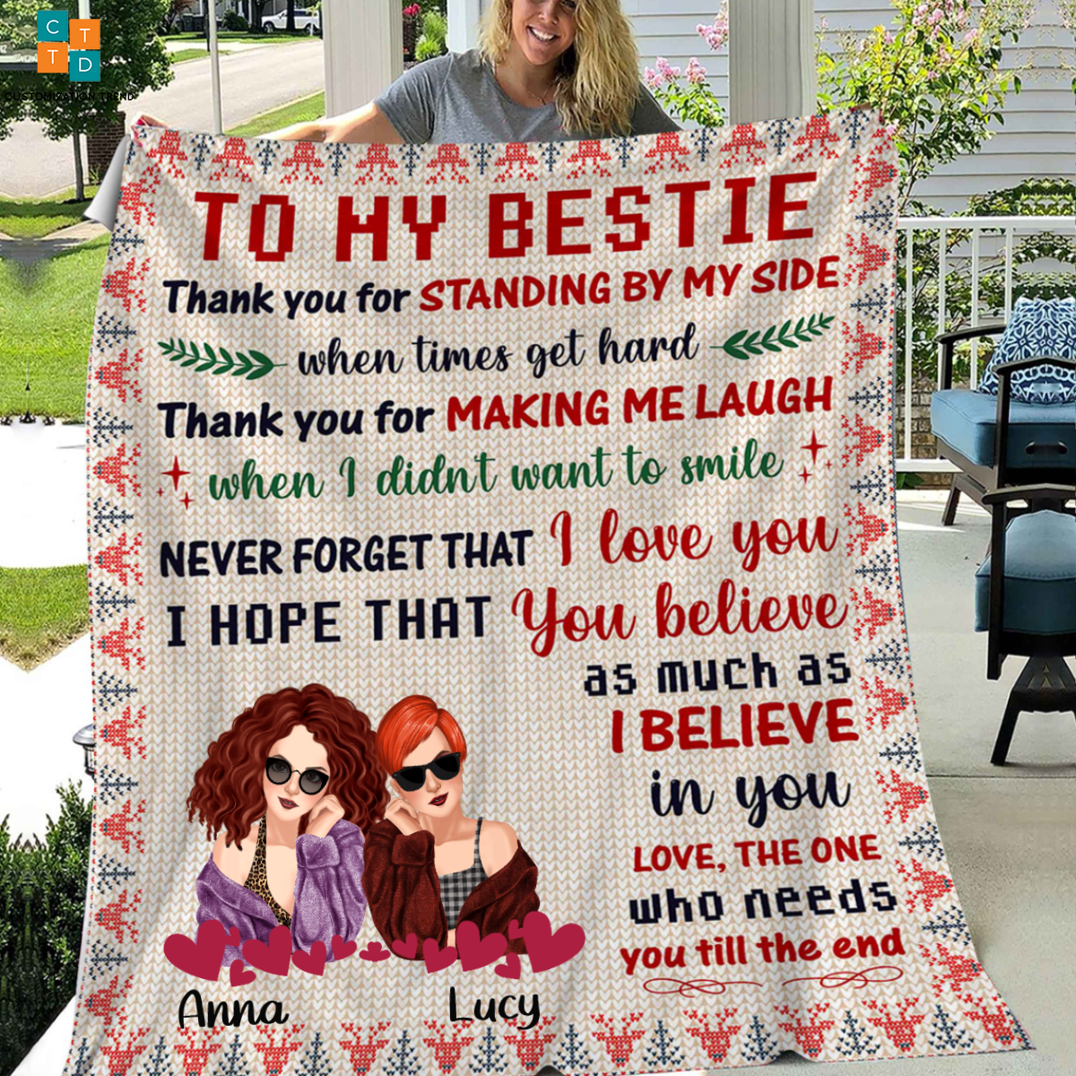 Personalized Thank You For Making Me Laught Blanket, Custom Friends, Besties, Sistes Blanket