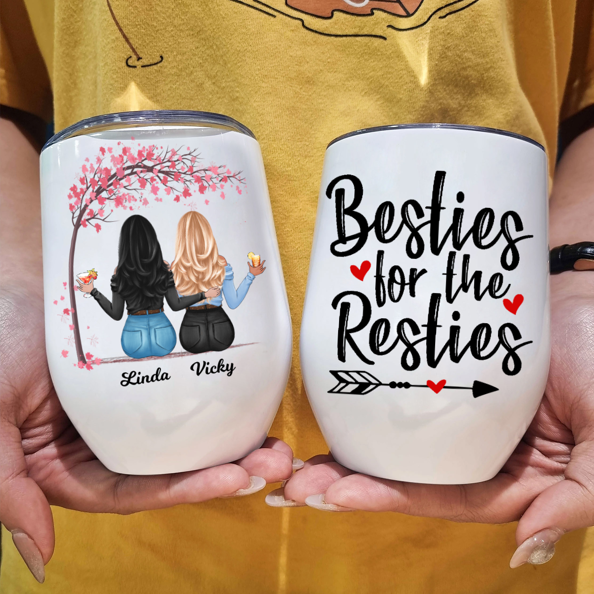 Personalized  Besties For The Resties   Wine Tumbler , Friend, Bestie, Sister Wine Tumbler