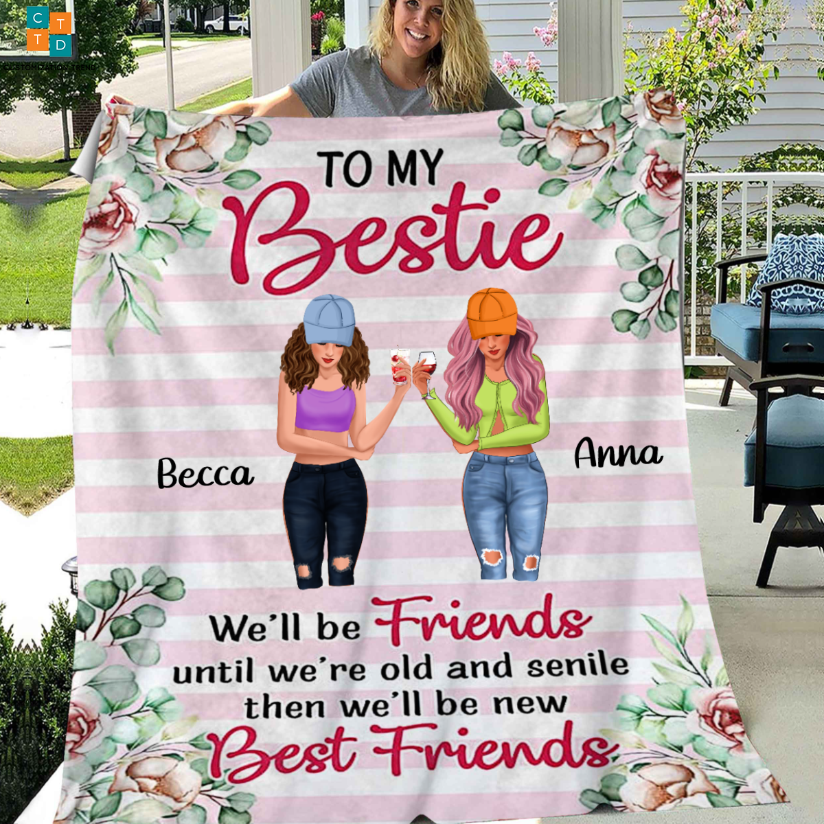 Personalized Christmas I Would Give You The Ability Sitting Chibi Girls Blanket, Custom Friends, Besties, Sistes Blanket