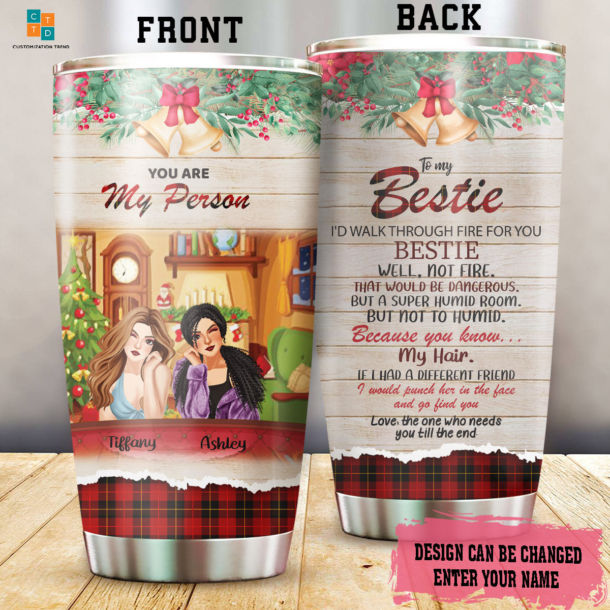 Personalized  Christmas You Are My Person To My Bestie Stainless Steel Tumbler ,  Custom Friend , Bestie , Sister Stainless Steel Tumbler