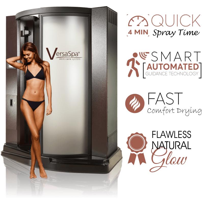 4 minute quick spray. smart automated guidance technology. fast comfort drying. flawless natural glow.