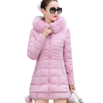 Image of Winter Warm Coat Women Long Parkas Fashion Faux Fur Hooded Womens Overcoat Casual Cotton Padded Jacket Mutil Colors