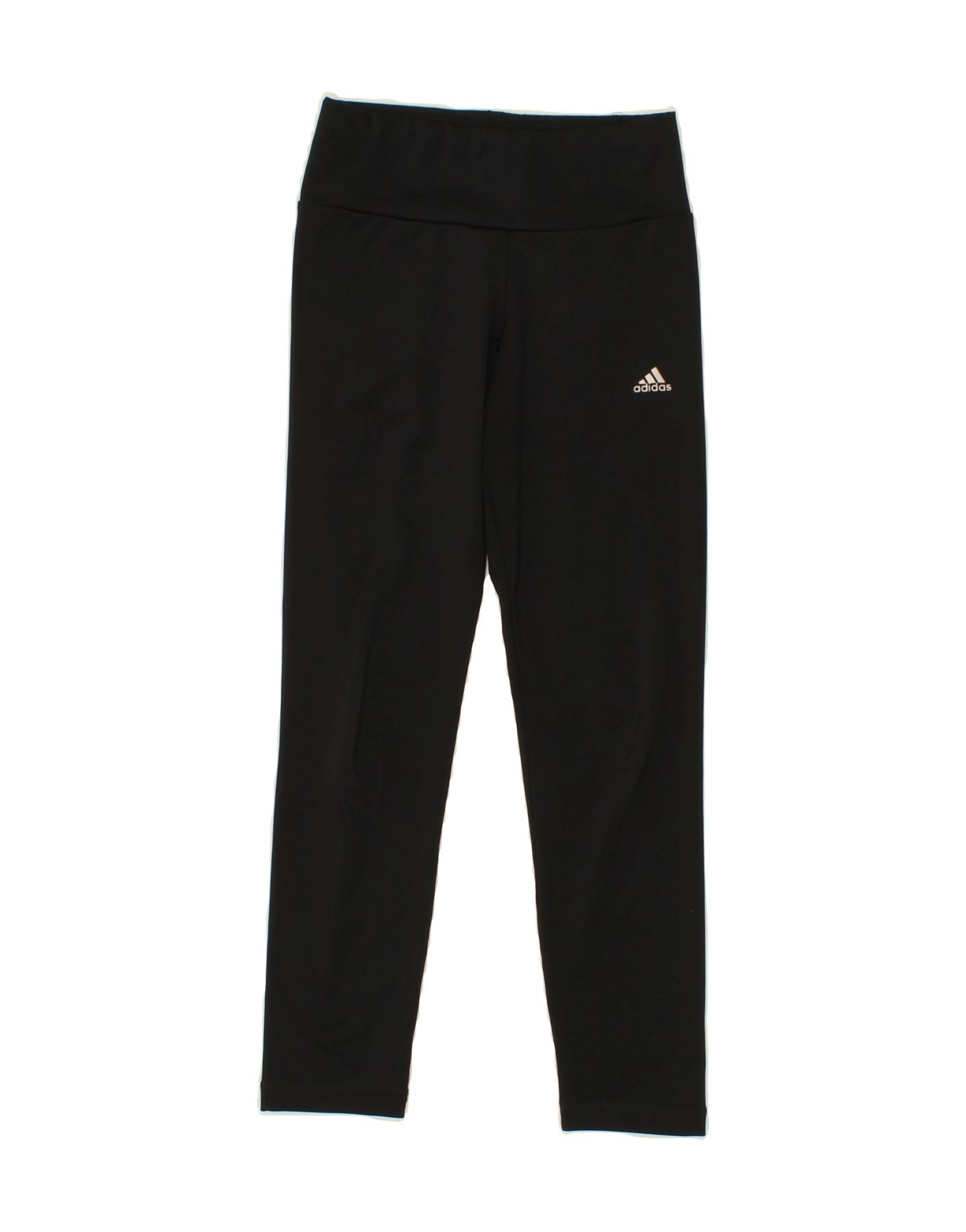 Image of ADIDAS Girls Climalite Leggings 9-10 Years Black Cotton