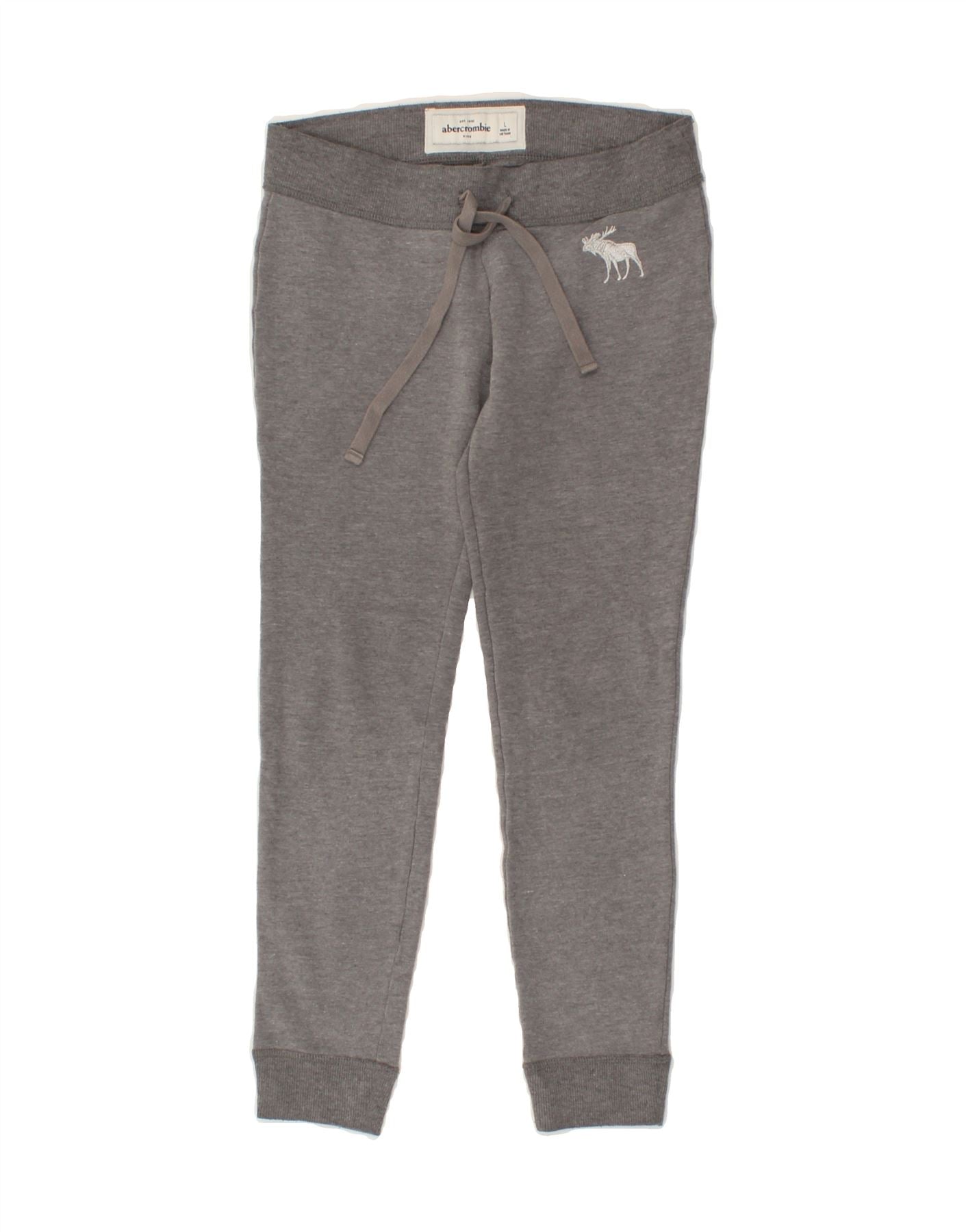 ABERCROMBIE & FITCH Girls Tracksuit Trousers Joggers 9-10 Years Large Grey