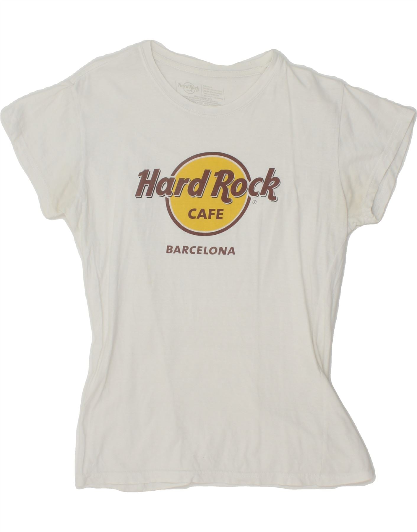 image of HARD ROCK CAFE Womens Barcelona Graphic T-Shirt Top UK 12 Medium White