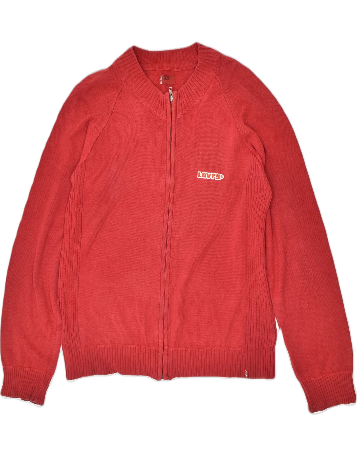 Image of LEVI'S Mens Full Zip Cardigan Sweater Medium Red Cotton