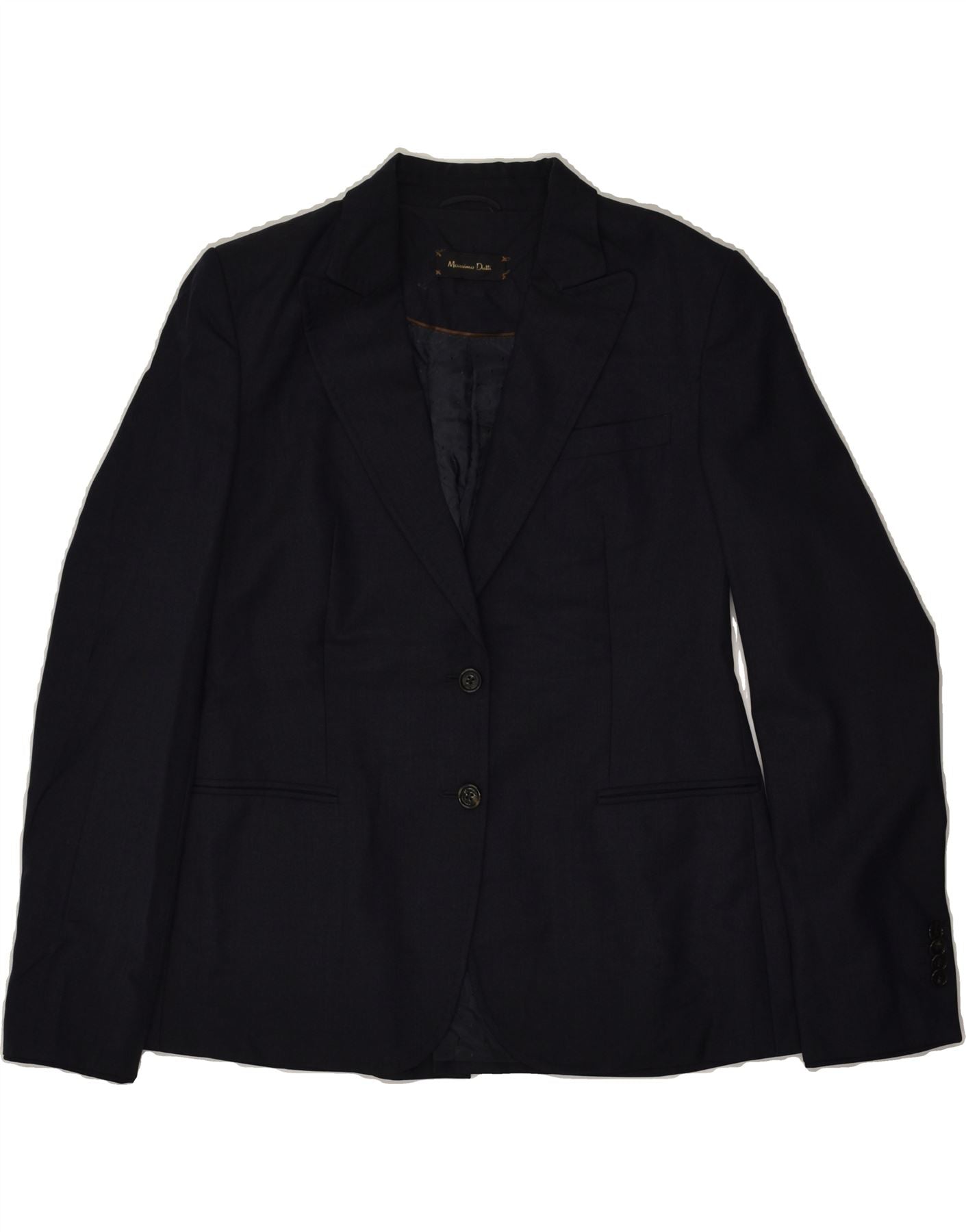 image of MASSIMO DUTTI Womens 2 Button Blazer Jacket IT 44 Medium Navy Blue Viscose