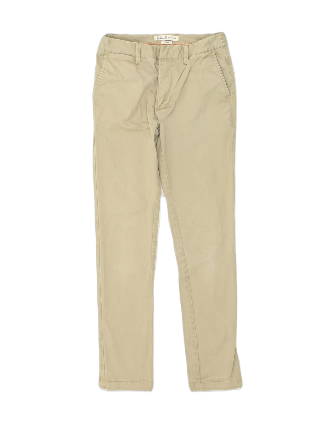 image of BODEN Womens Slim Fit Chino Trousers W30 L31 Khaki Cotton