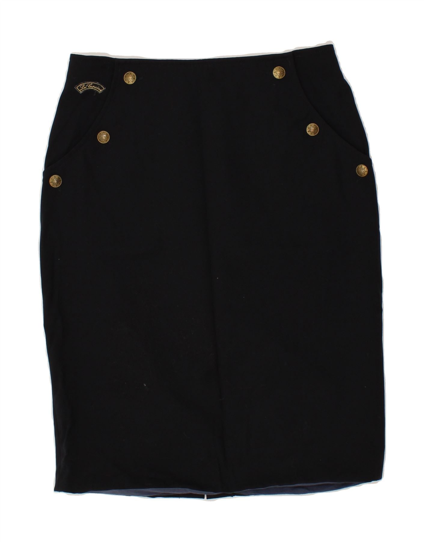 image of LES COPAINS Womens Pencil Skirt IT 42 Medium W30 Navy Blue Polyamide