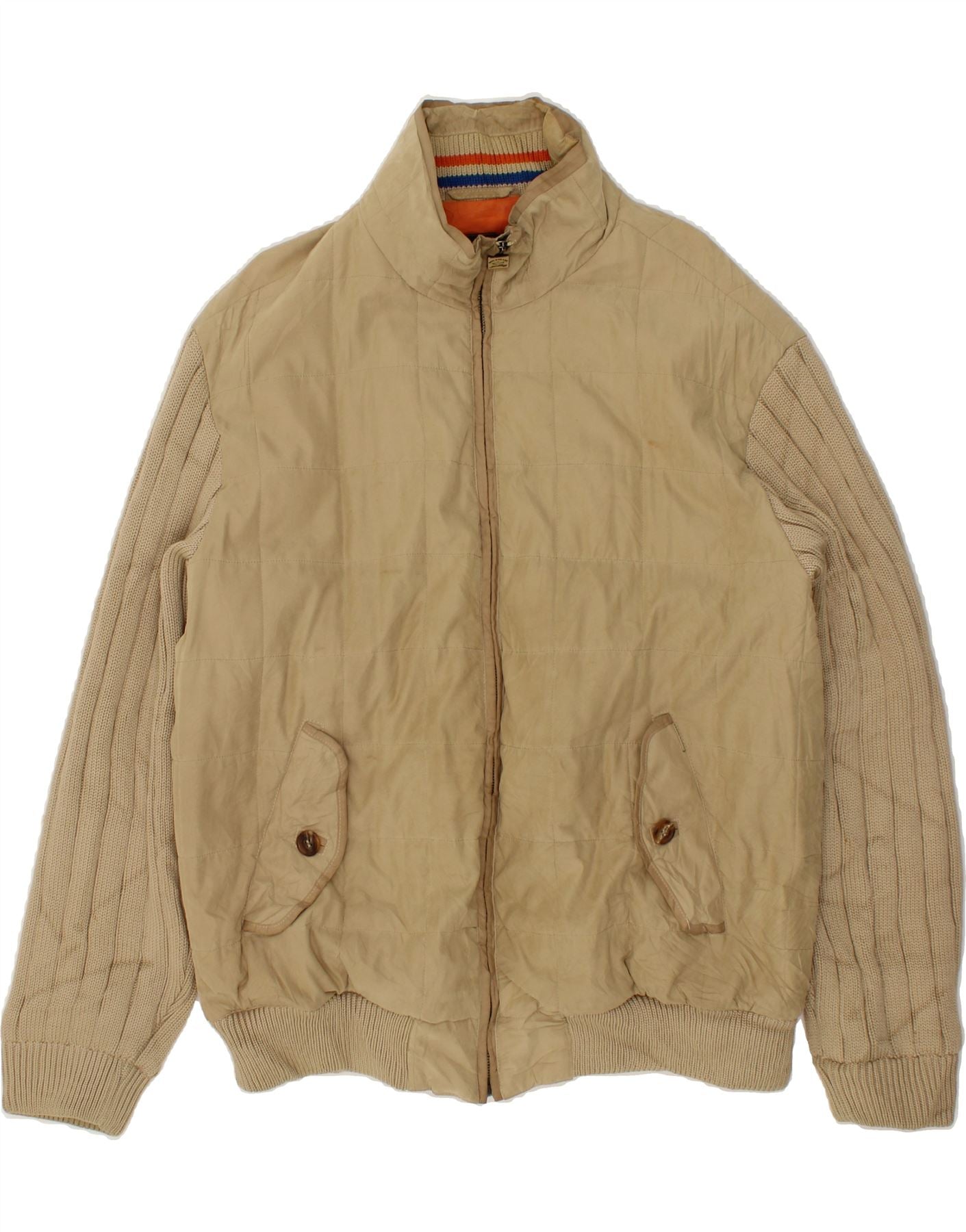 image of PAUL & SHARK Mens Bomber Jacket UK 42 XL Beige Polyester