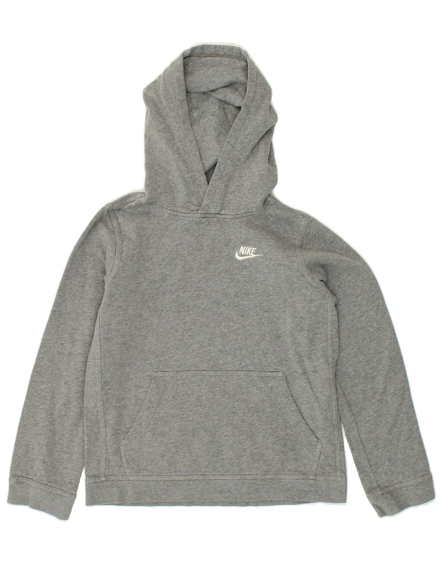 image of NIKE Boys Hoodie Jumper 12-13 Years Large Grey Cotton