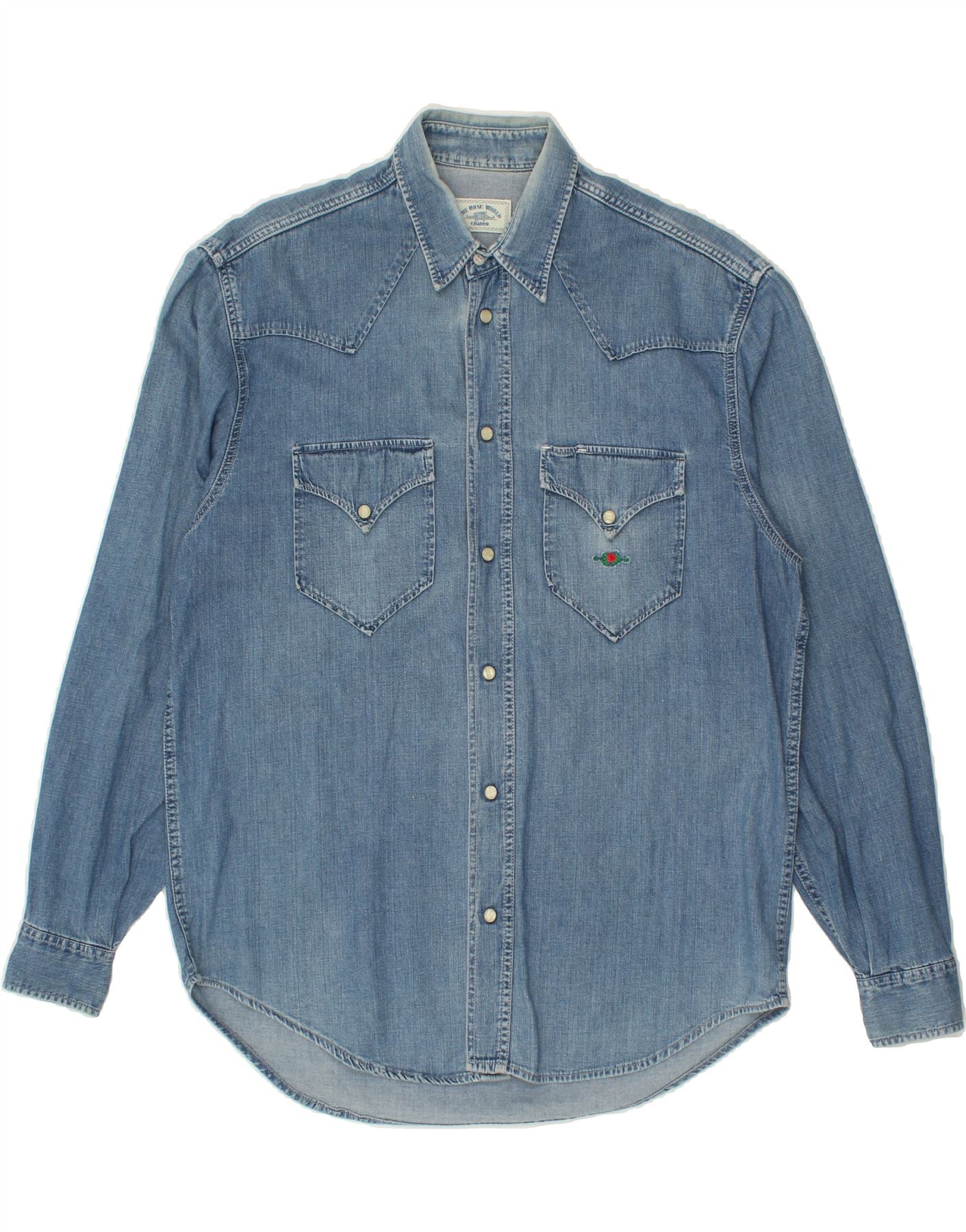 Image of CHARRO Mens Denim Shirt Large Blue