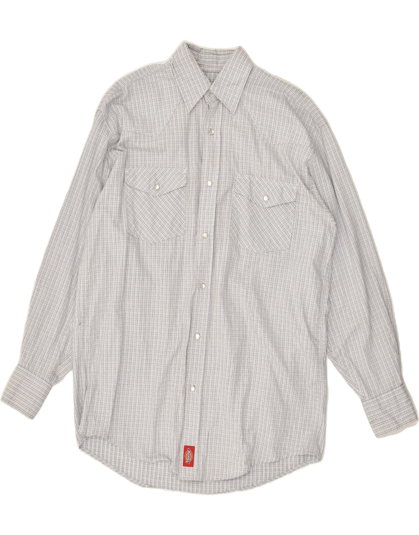 Image of DICKIES Mens Shirt Small Grey Check Cotton