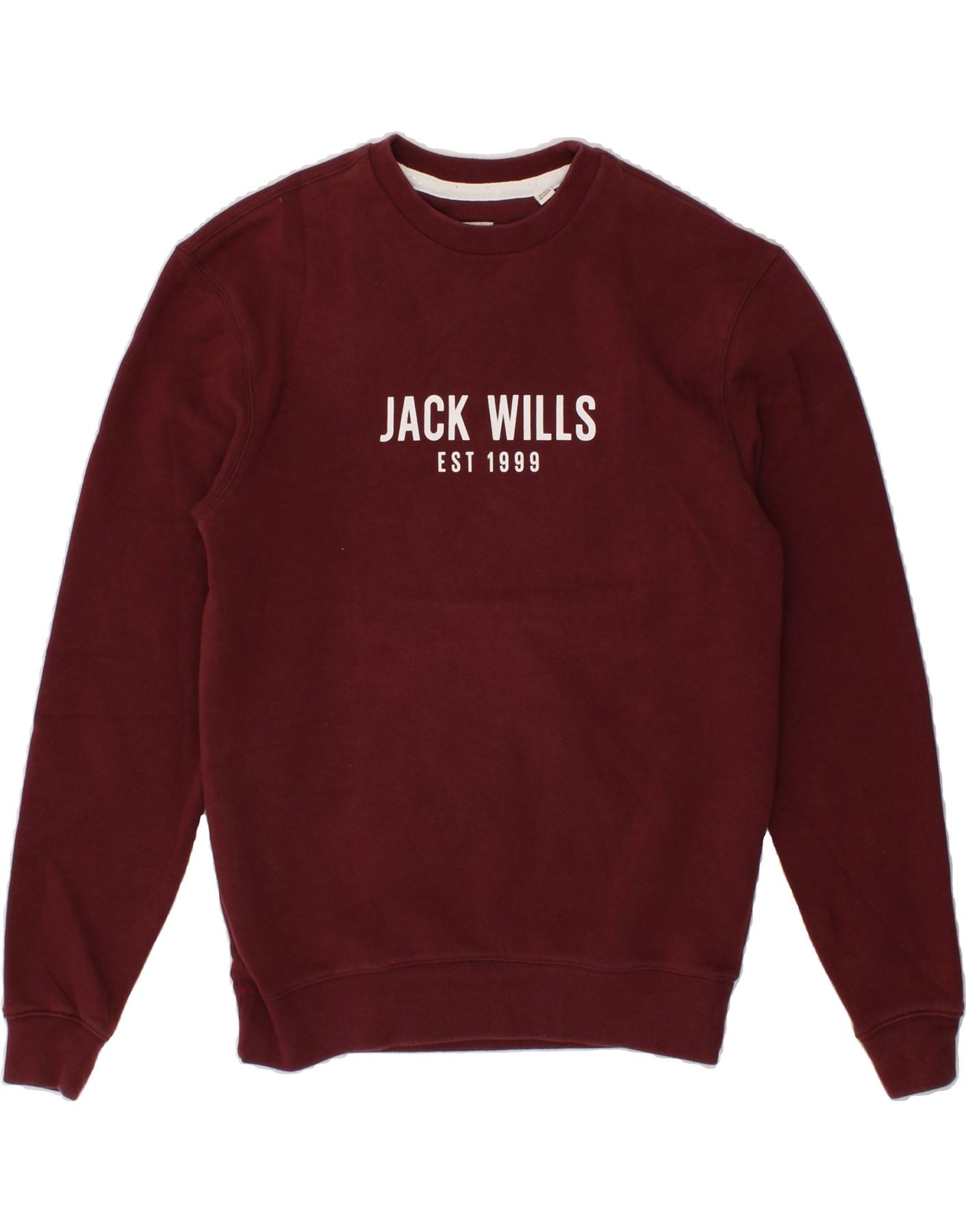 Image of JACK WILLS Mens Graphic Sweatshirt Jumper XS Burgundy Cotton