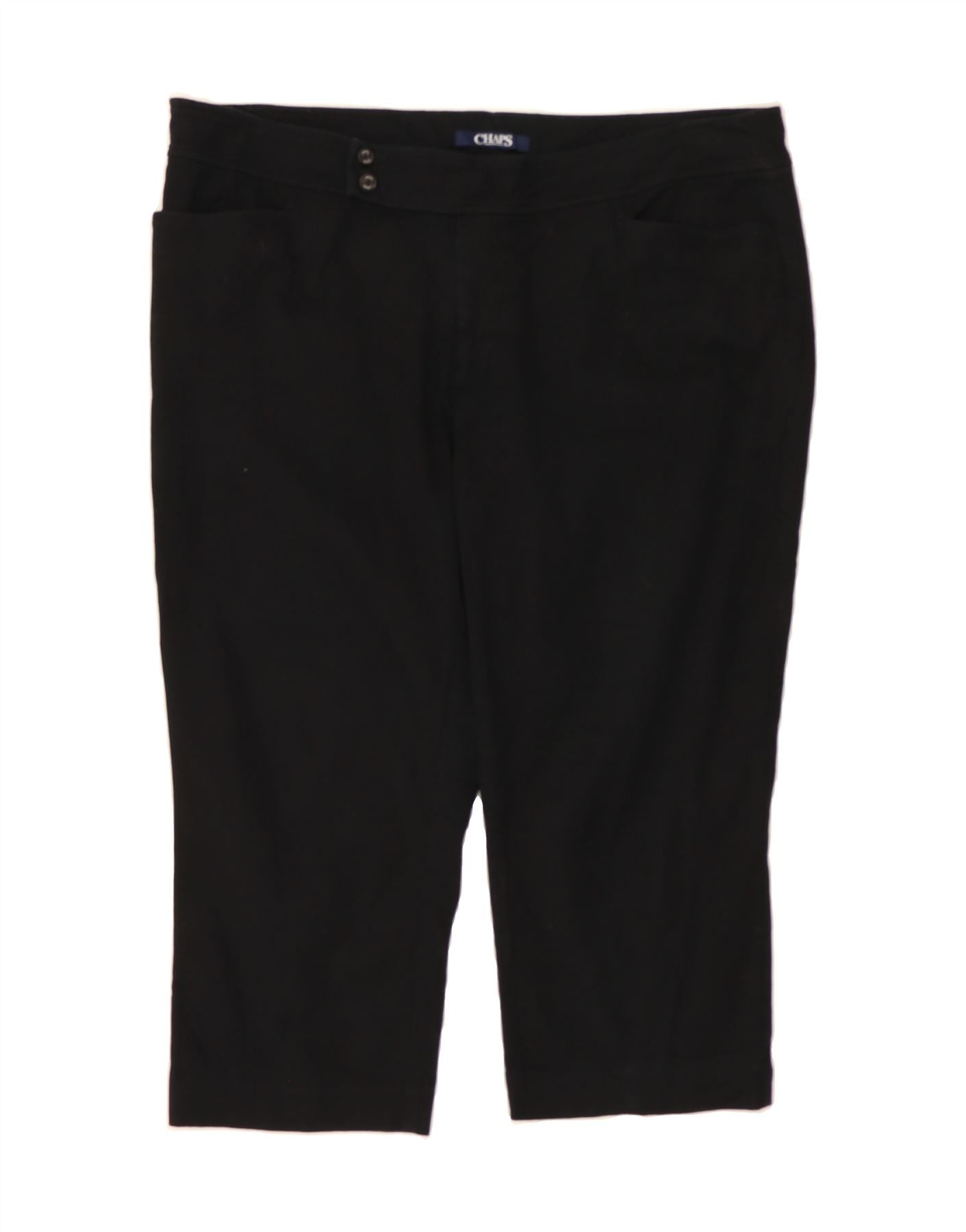 image of CHAPS Womens Straight Capri Trousers US 16 2XL W40 L20 Black Cotton