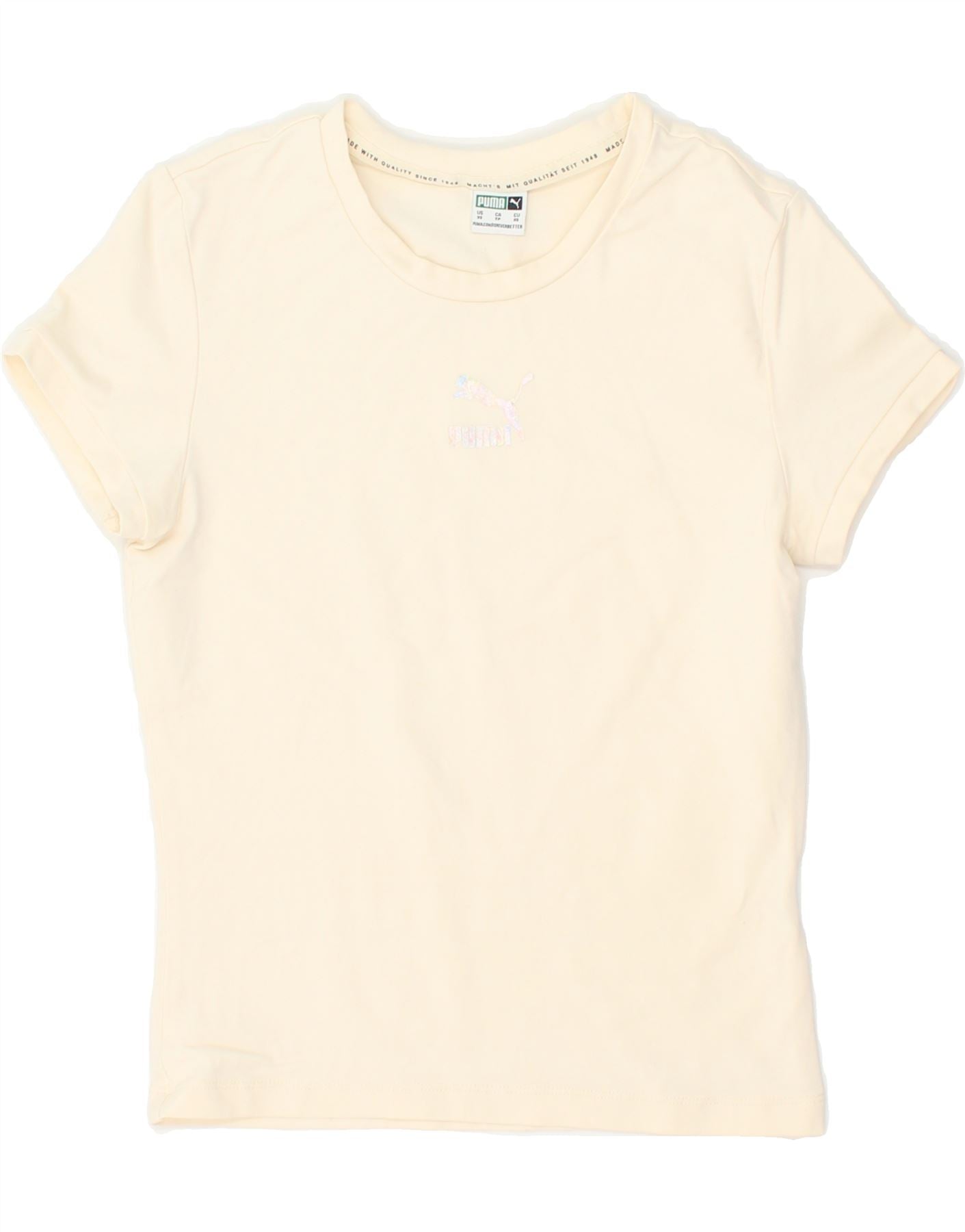 image of PUMA Womens T-Shirt Top UK 4 XS Off White