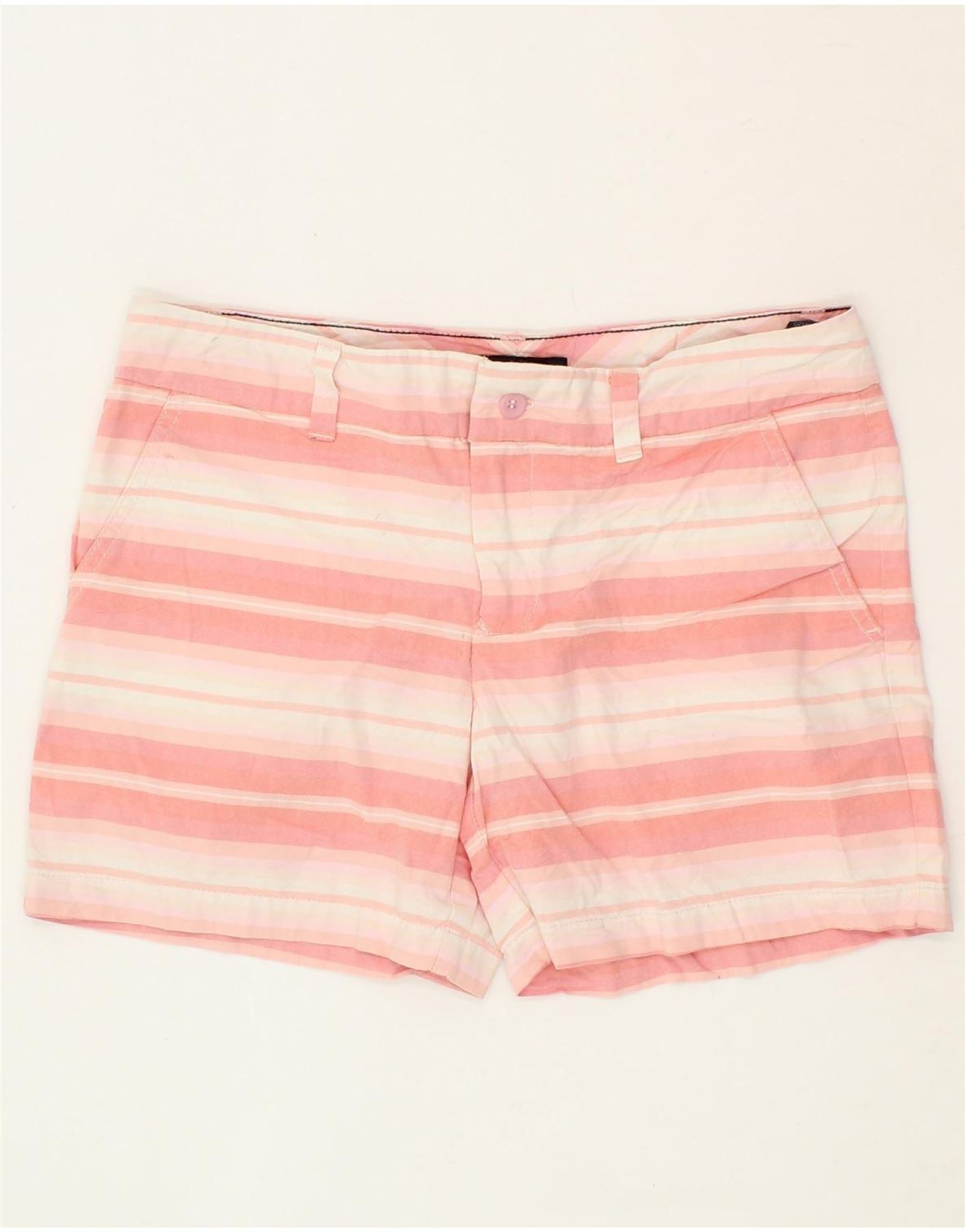 image of TOMMY HILFIGER Womens Chino Shorts US 4 Small W30 Pink Striped Cotton