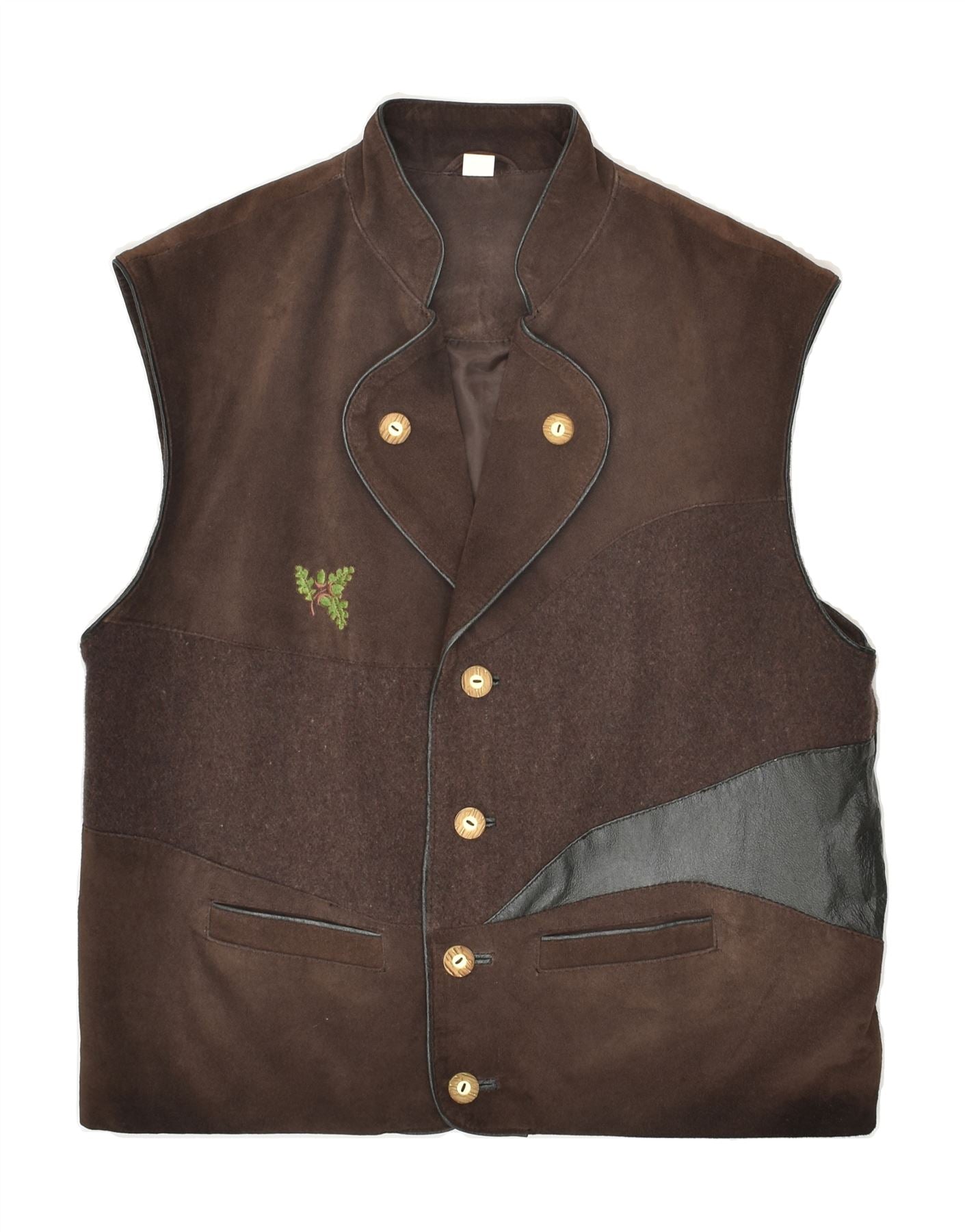 image of VINTAGE Mens Suede Gilet UK 38 Medium Brown Polyacrylic