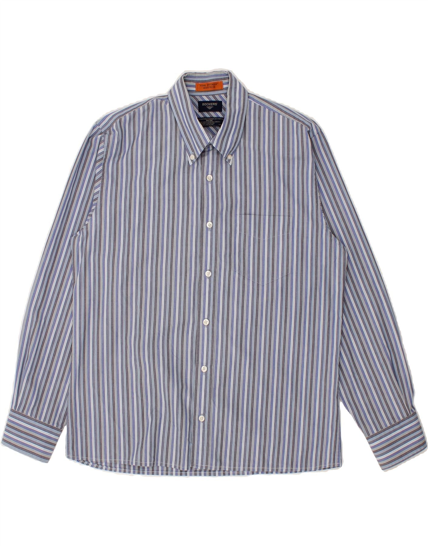 image of DOCKERS Mens Shirt Medium Blue Striped Cotton