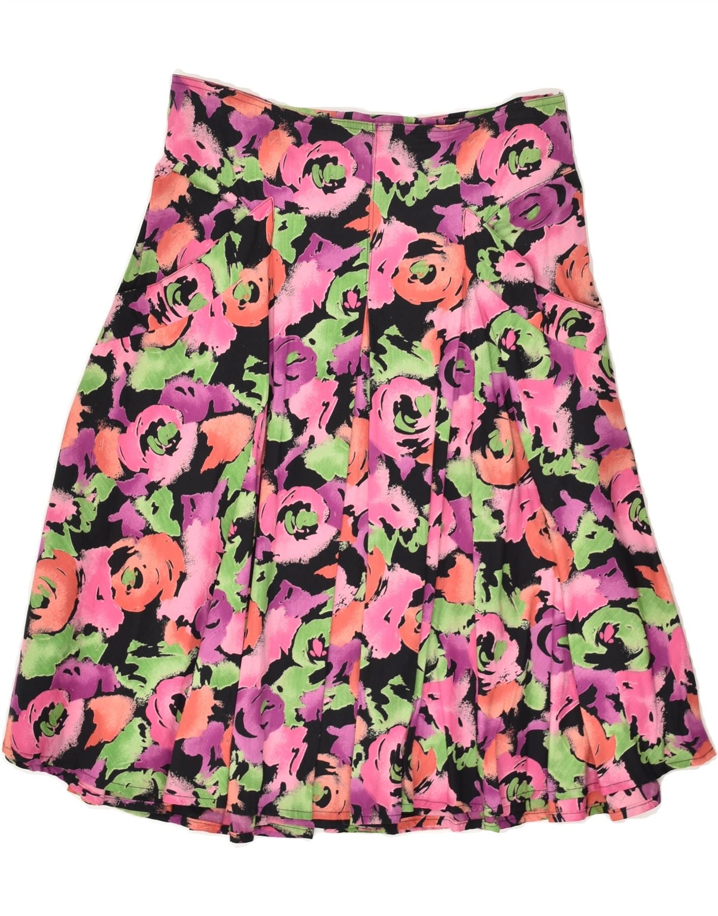 image of VINTAGE Womens Flared Skirt IT 44 Medium W28  Pink Floral Cotton