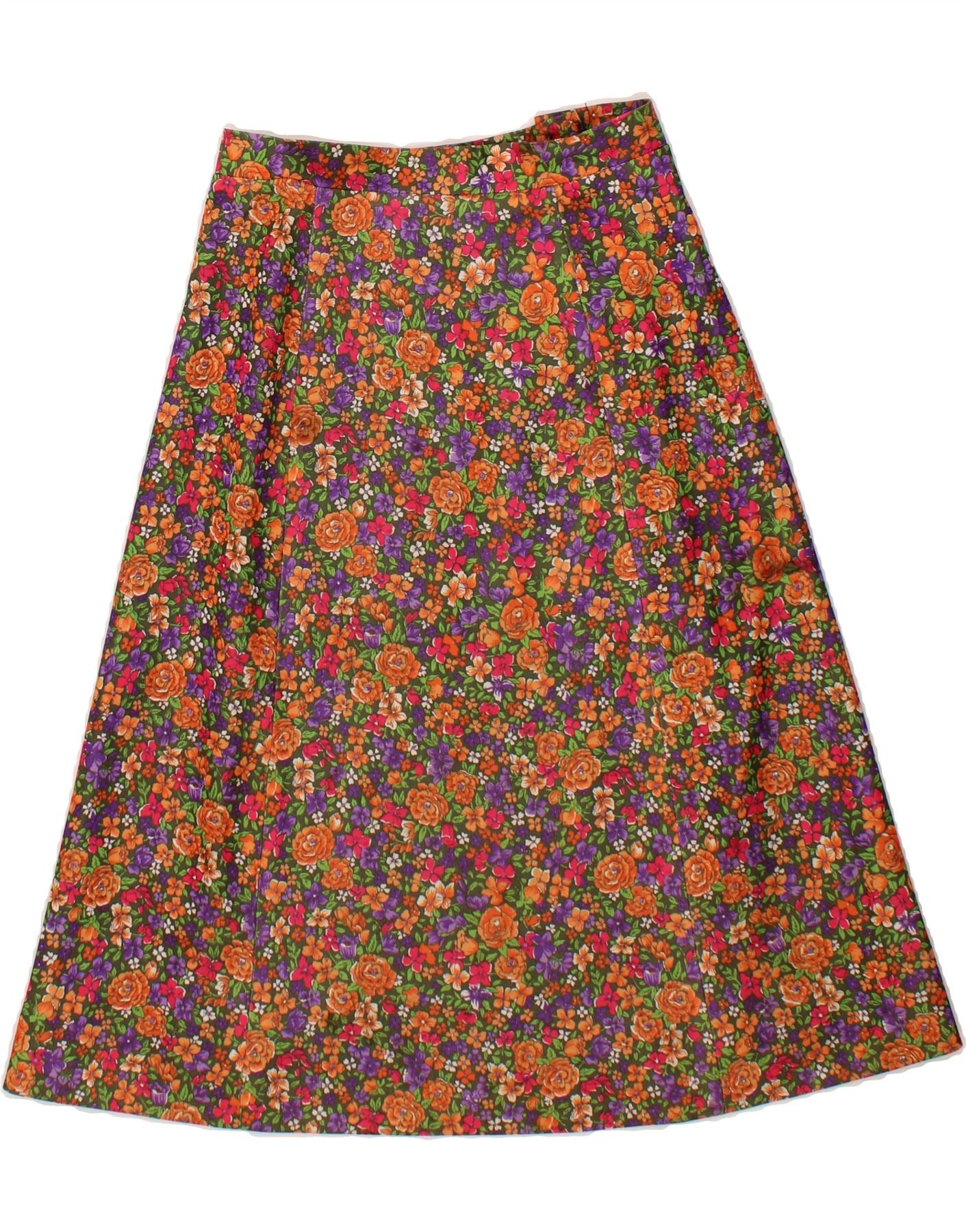 image of VINTAGE Womens A-Line Skirt IT 36 XS W25  Multicoloured Floral Acrylic