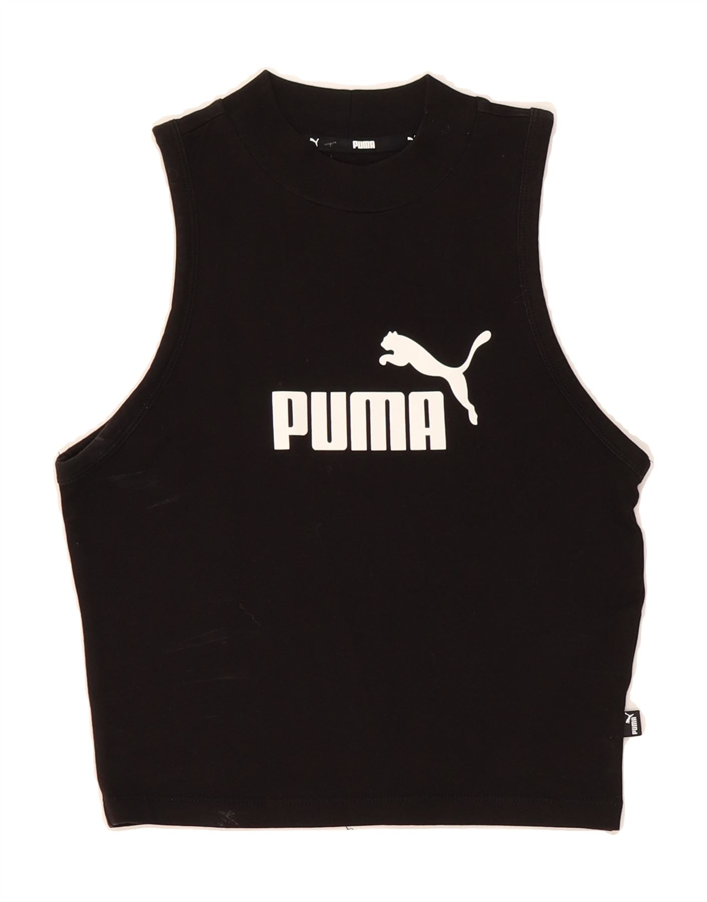 image of PUMA Womens Crop Graphic Vest Top UK 4 XS Black Cotton