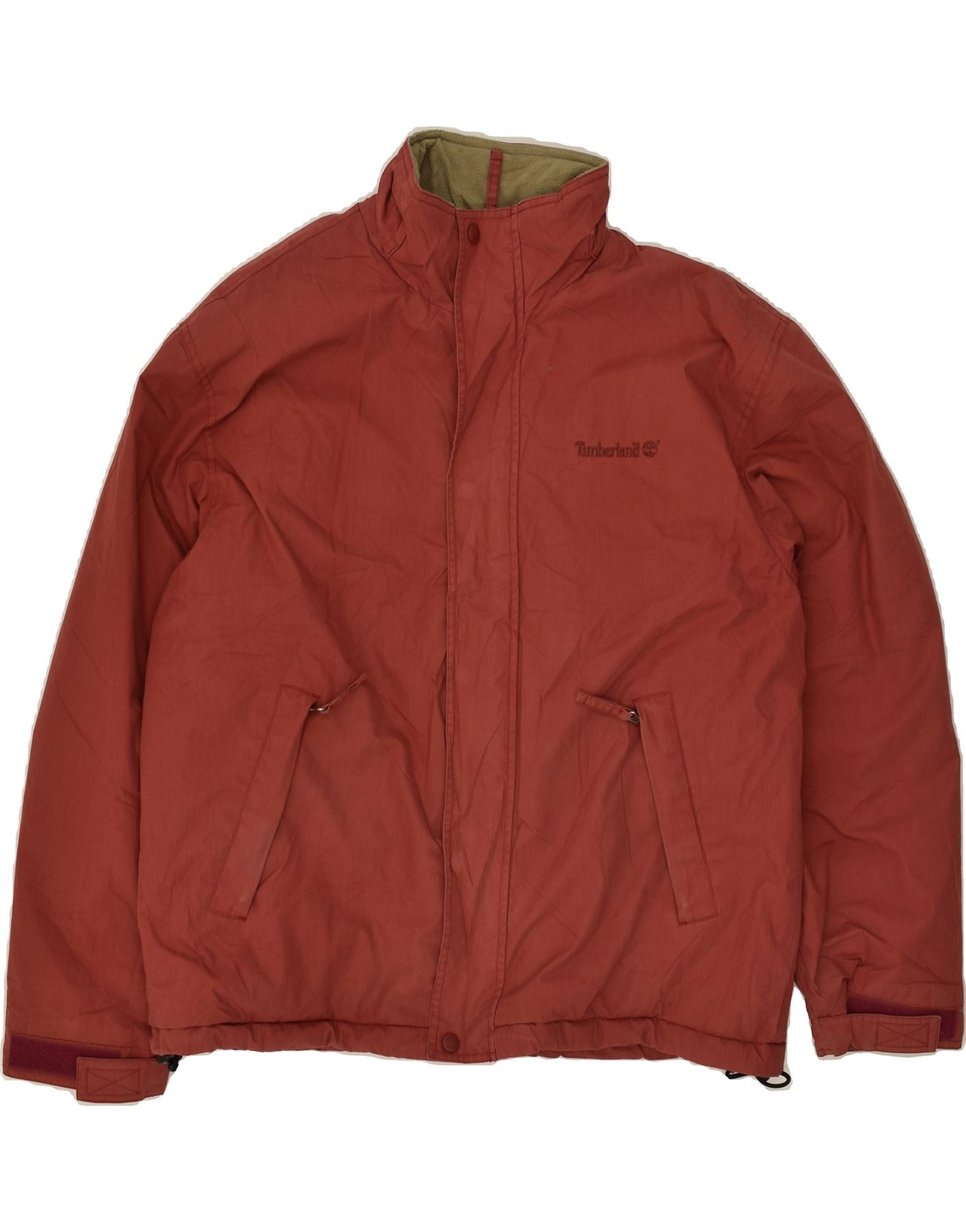 image of TIMBERLAND Mens Windbreaker Jacket UK 38 Medium Maroon Cotton