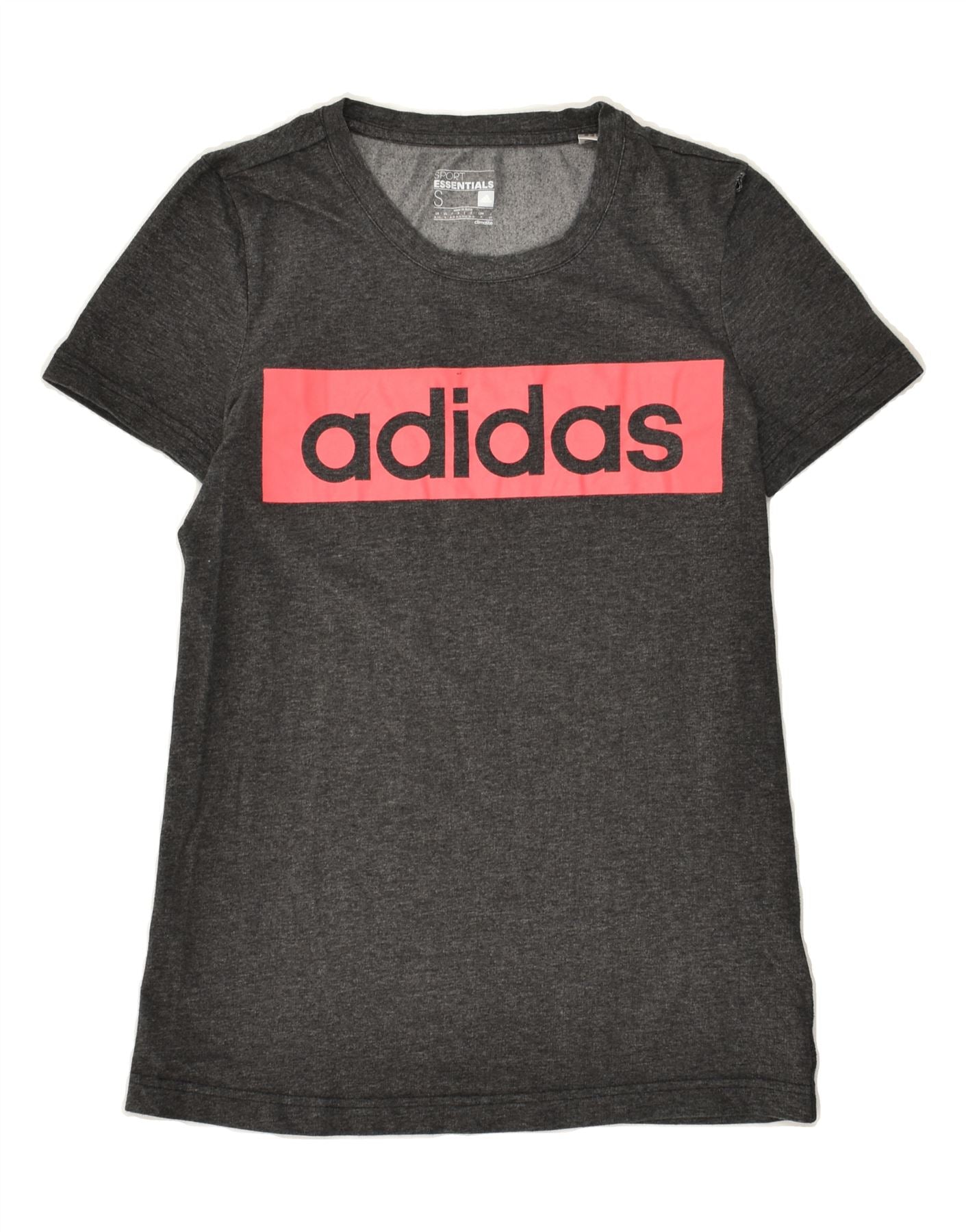 image of ADIDAS Womens Graphic T-Shirt Top UK 10 Small Grey Cotton