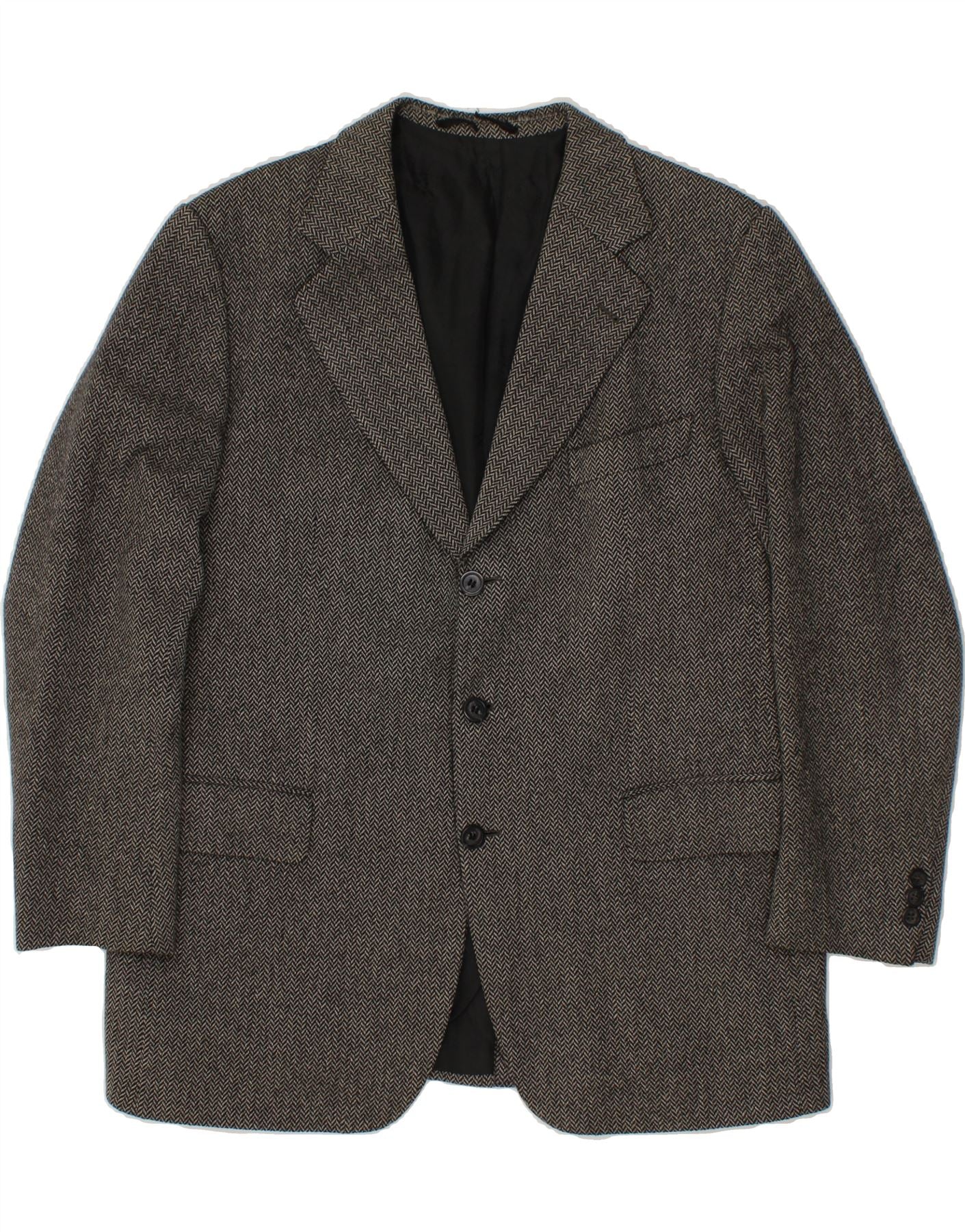 image of BURBERRYS Mens 3 Button Blazer Jacket UK 40 Large Grey Herringbone