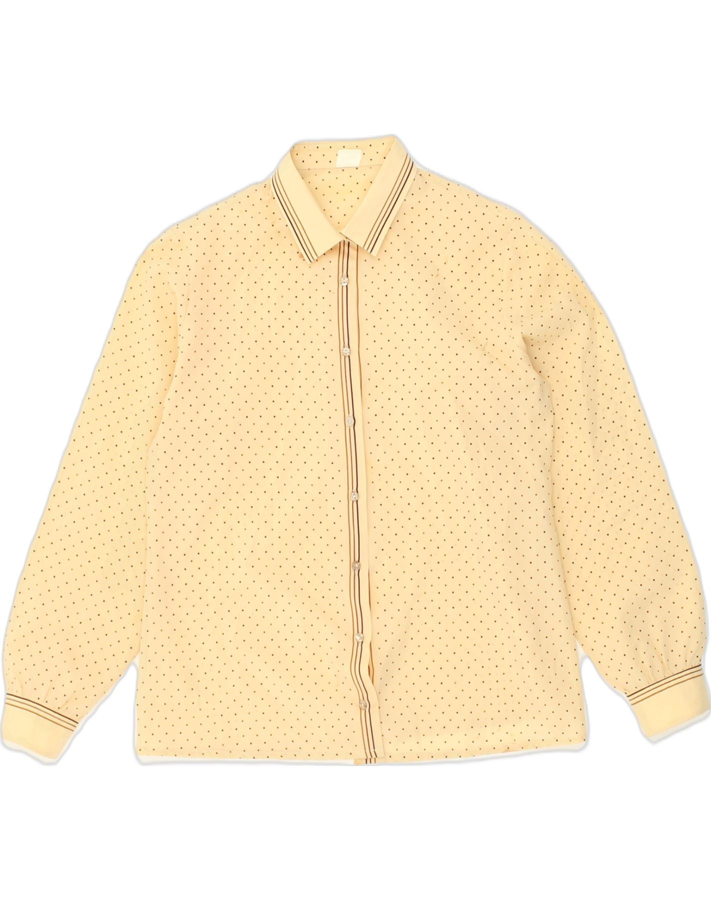 image of VINTAGE Womens Shirt Blouse UK 16 Large Beige Spotted Polyester