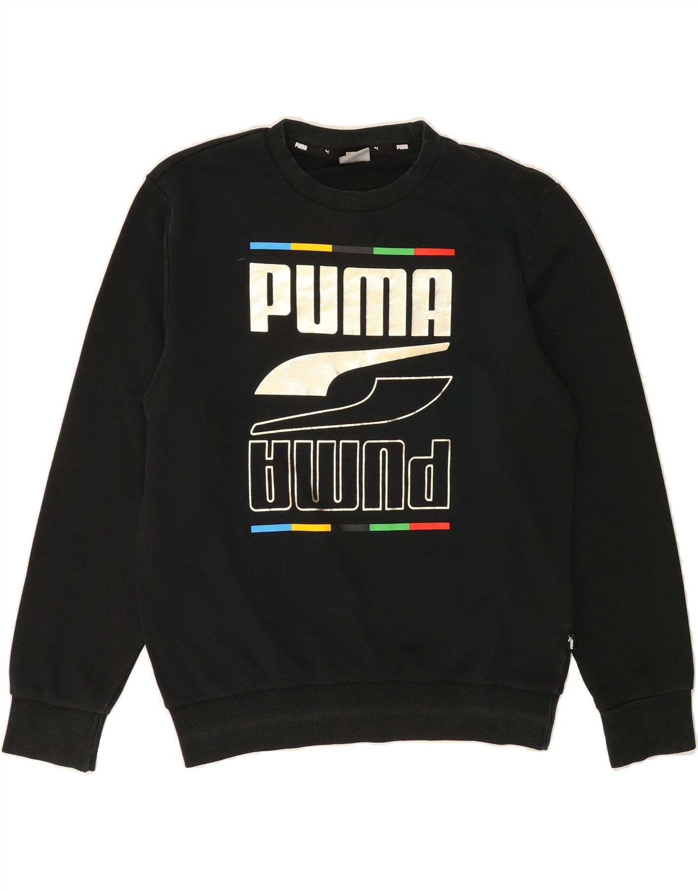 image of PUMA Mens Graphic Sweatshirt Jumper Small Black Cotton