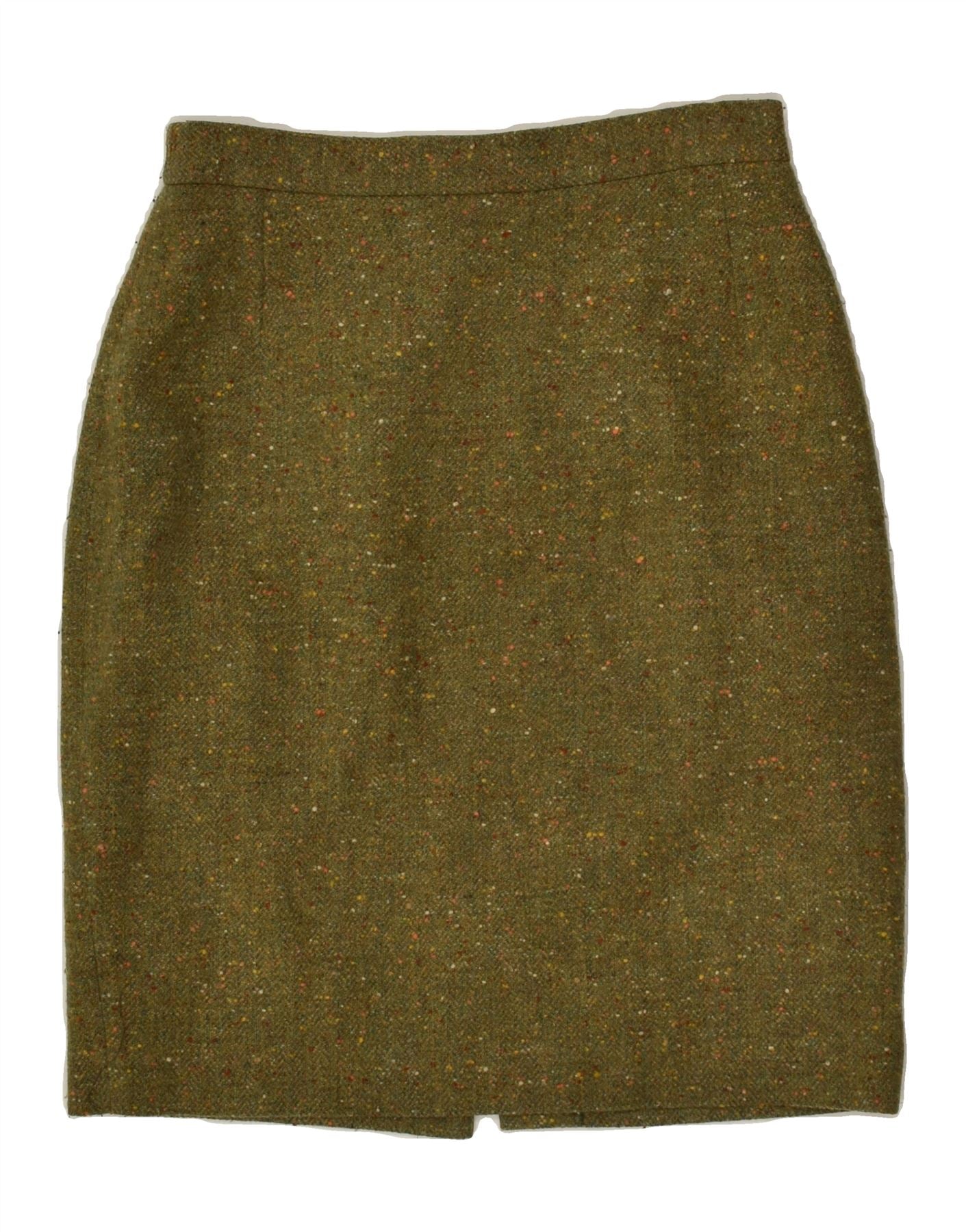 image of VINTAGE Womens Pencil Skirt IT 42 Medium W27 Khaki Flecked Wool