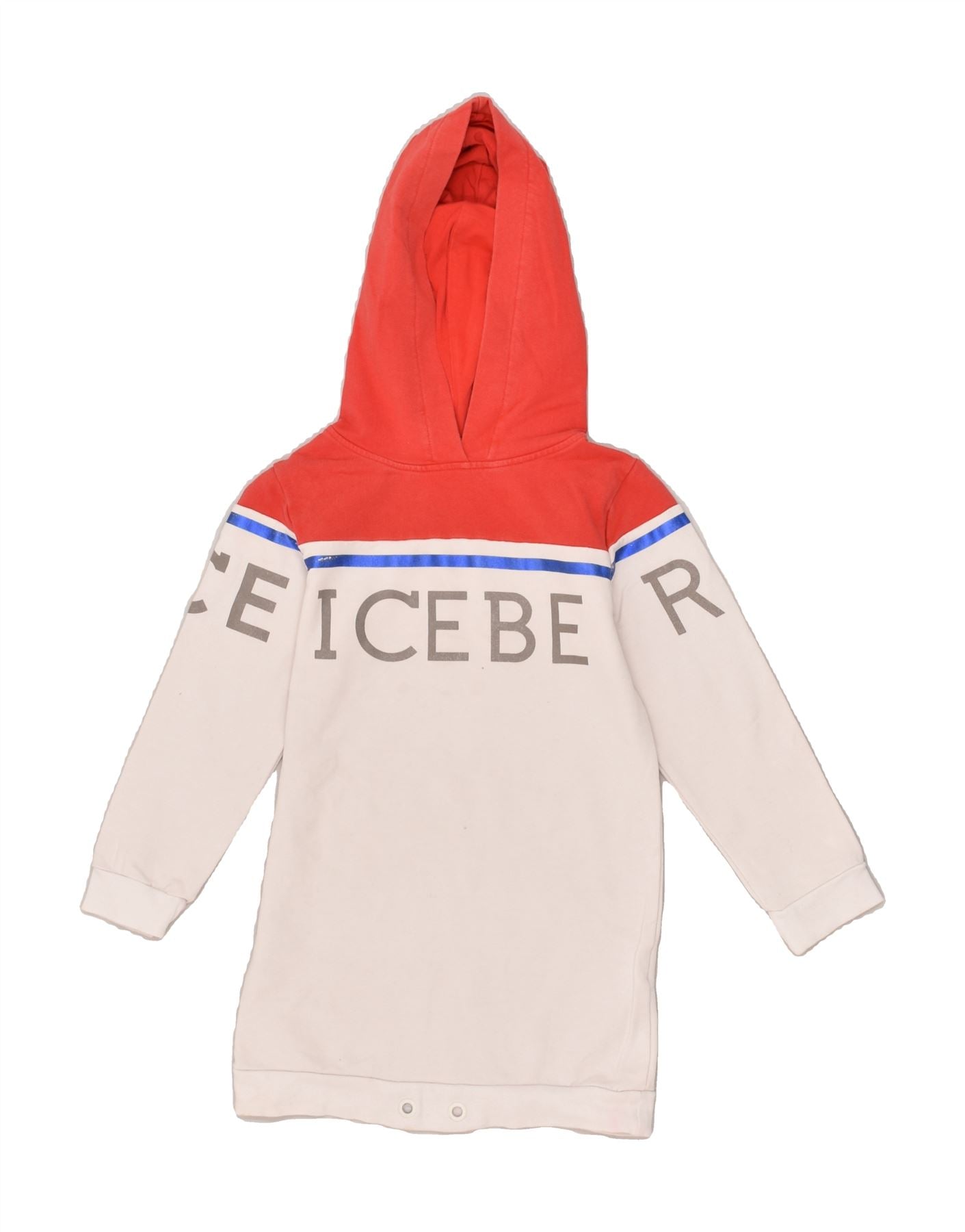 image of ICEBERG Girls Graphic Hoodie Jumper 5-6 Years White Colourblock Cotton