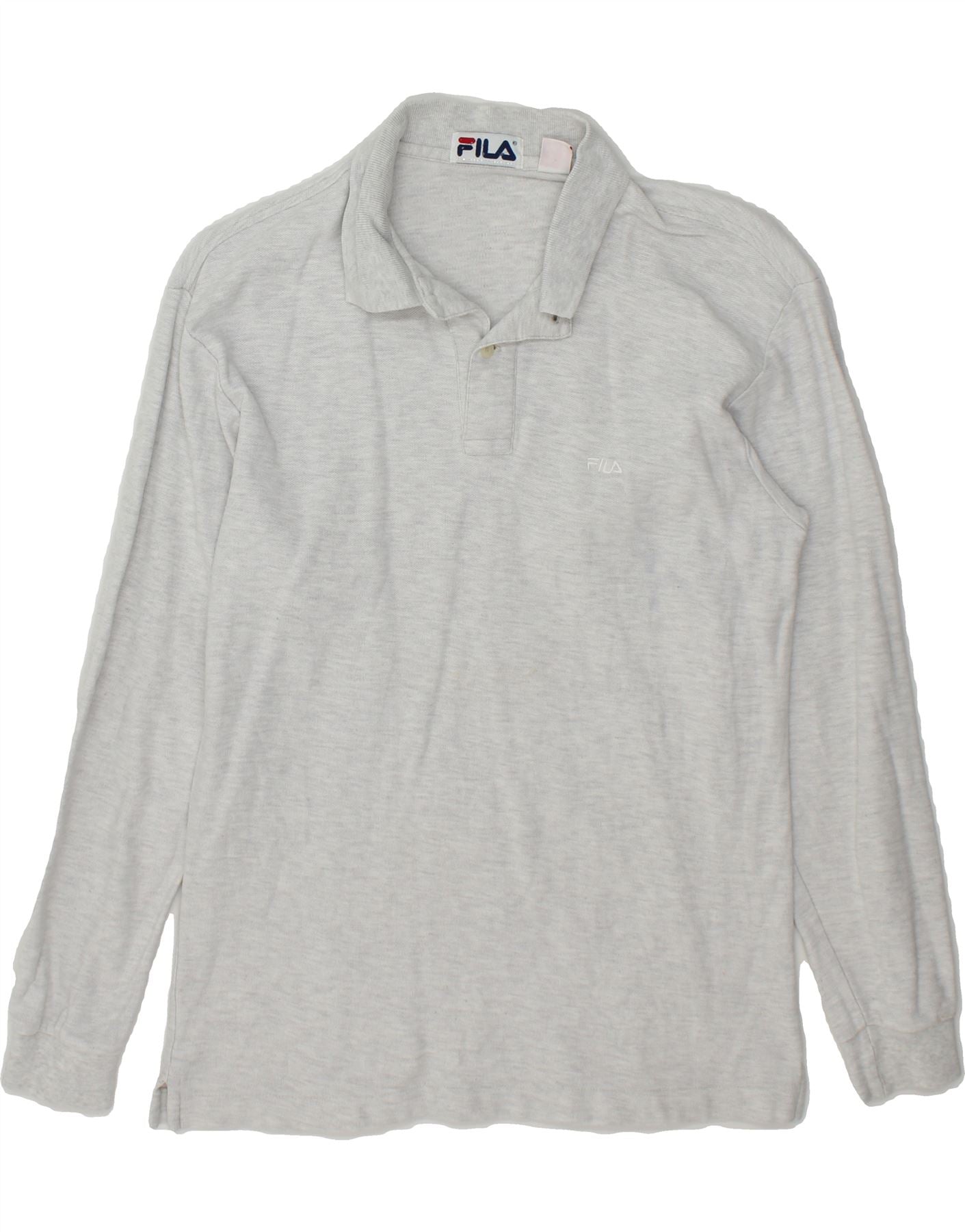 image of FILA Mens Long Sleeve Polo Shirt IT 44 XS Grey Cotton