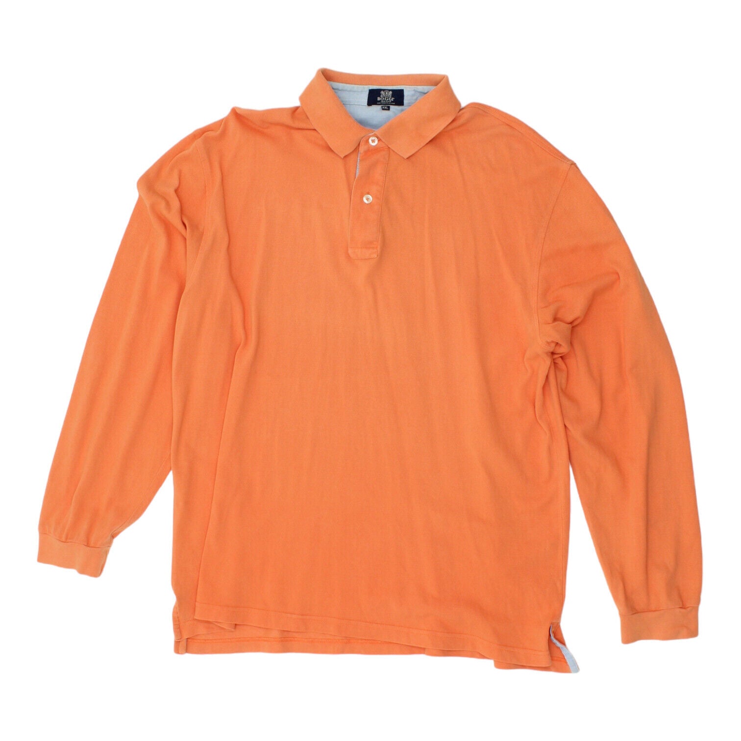 image of Boggi Mens Orange Long Sleeve Polo Shirt | Vintage High End Designer Casual VTG