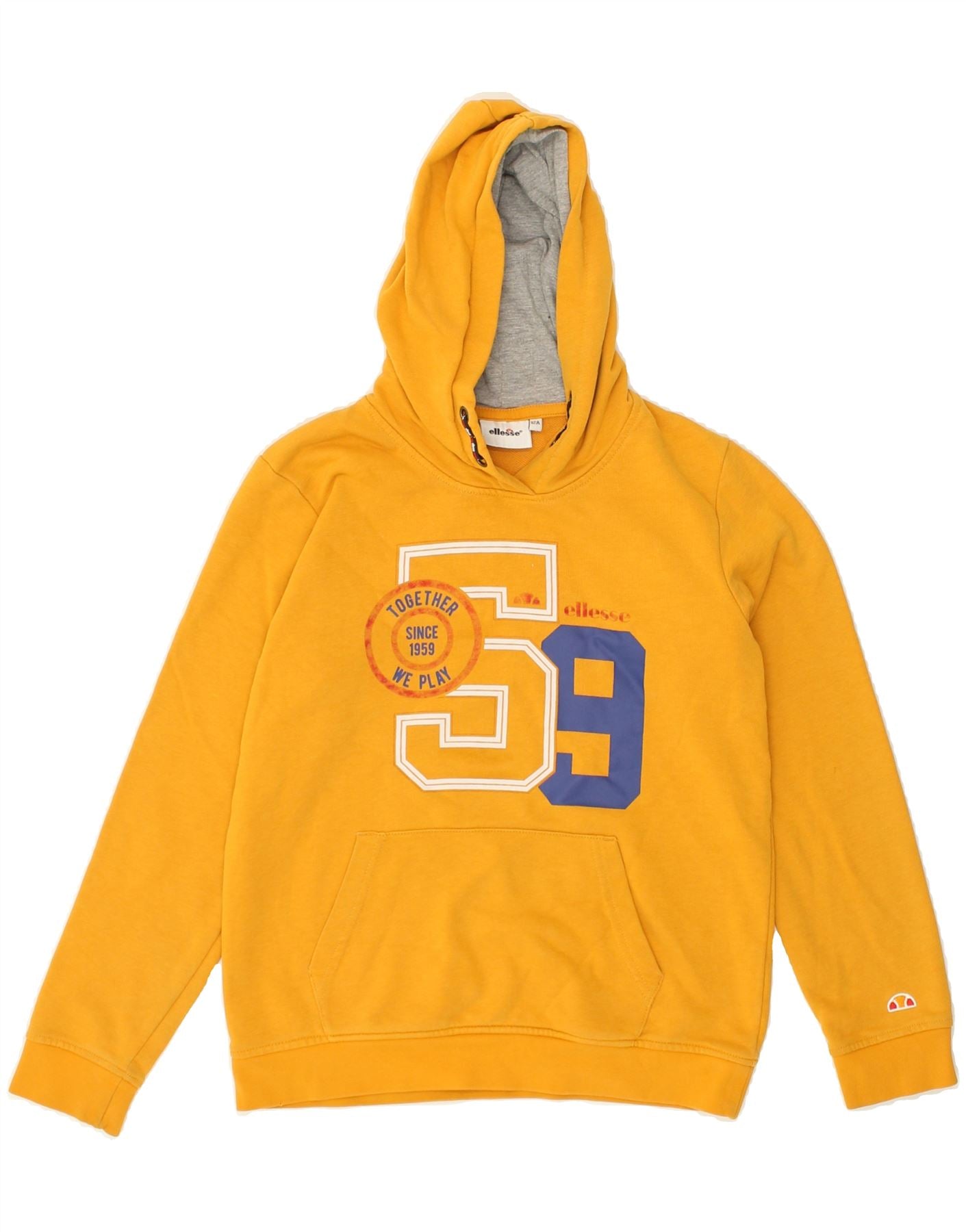 image of ELLESSE Boys Graphic Hoodie Jumper 11-12 Years Yellow Cotton