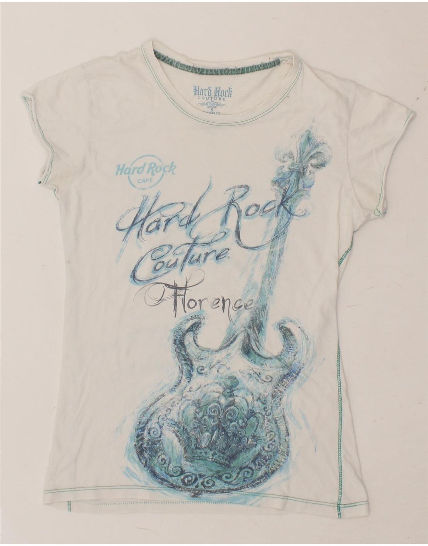 image of HARD ROCK COUTURE Womens Florence Graphic T-Shirt Top Small Grey Cotton