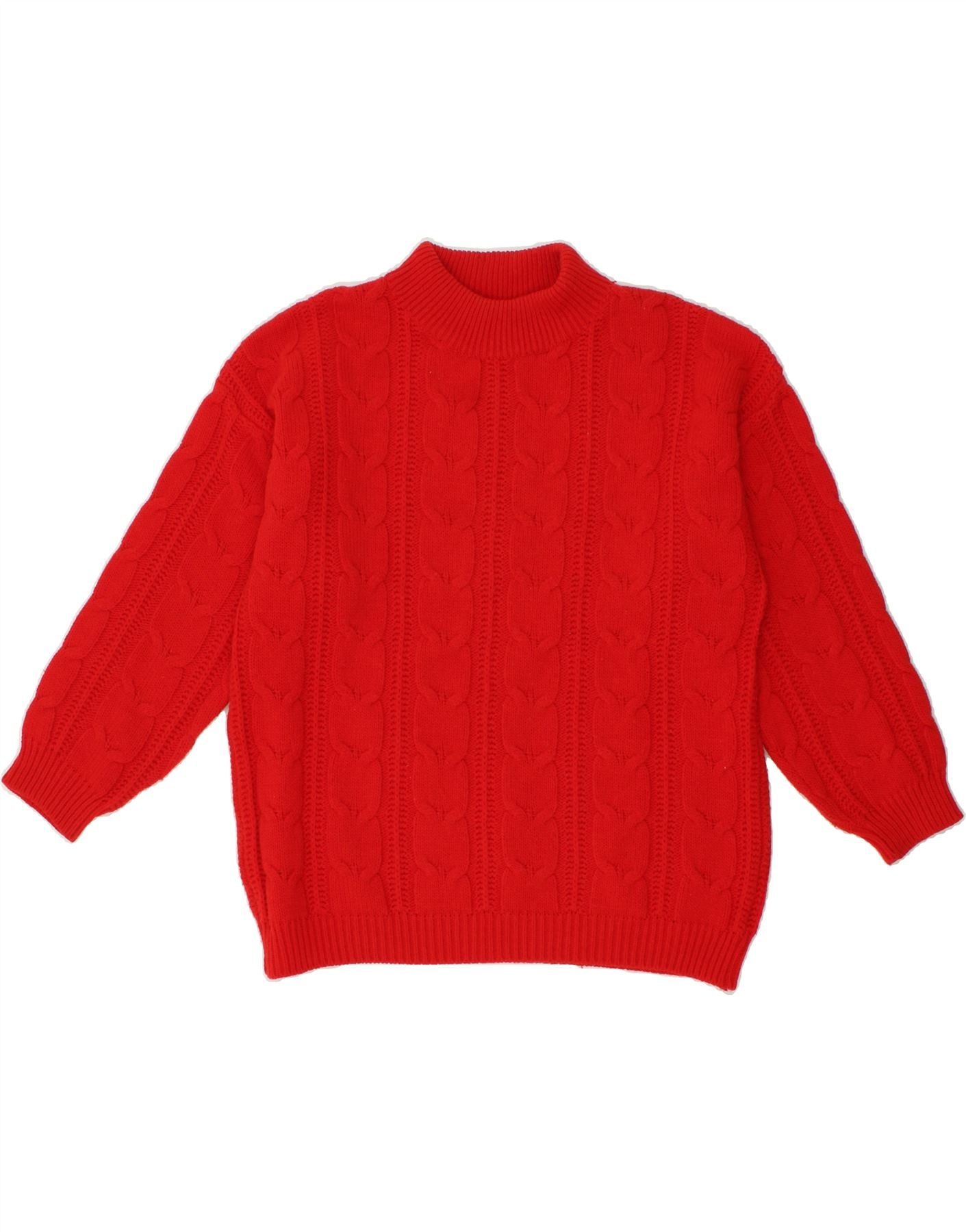 image of VINTAGE Mens Turtle Neck Jumper Sweater Large Red