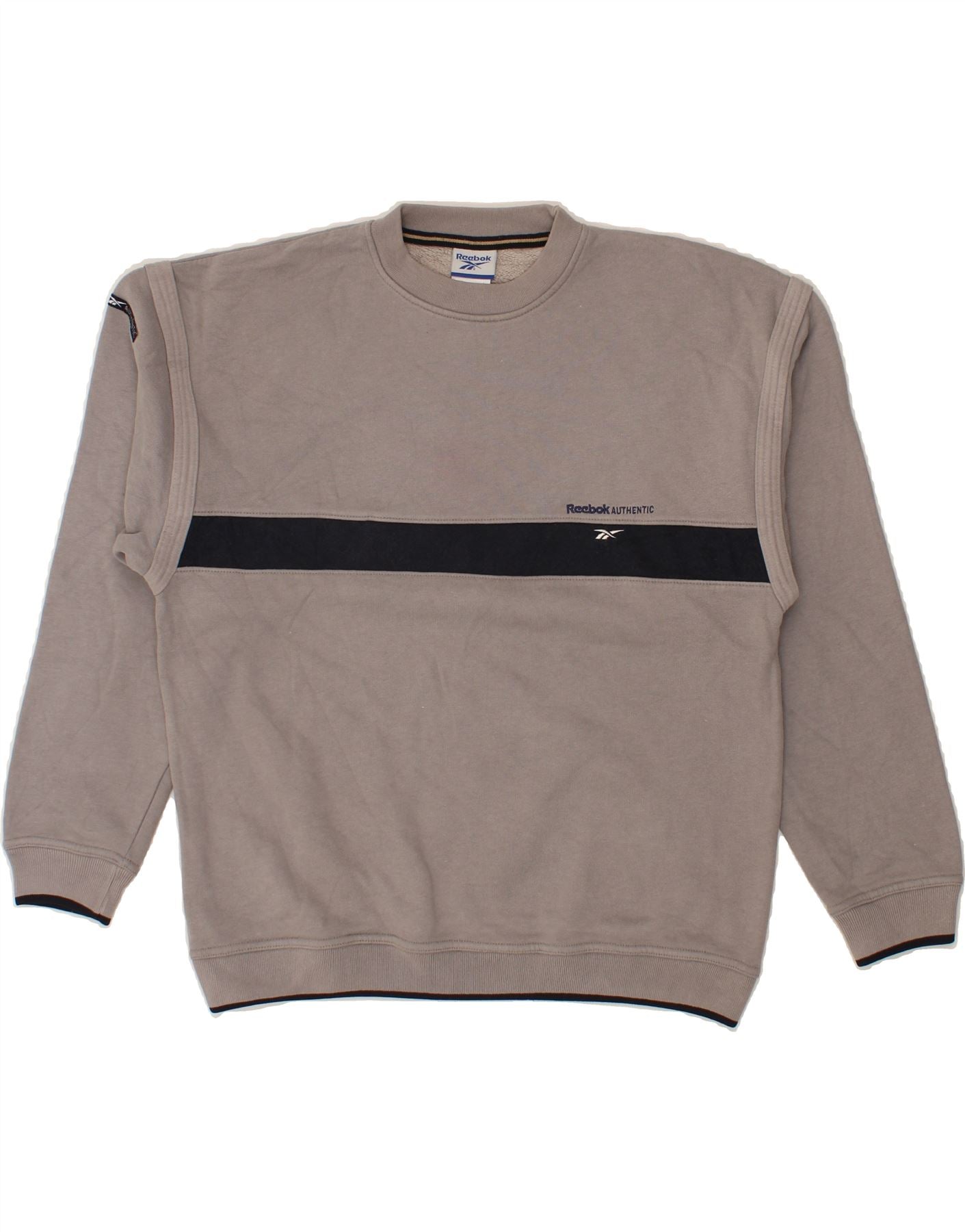 Image of REEBOK Mens Sweatshirt Jumper XS Grey Colourblock Cotton