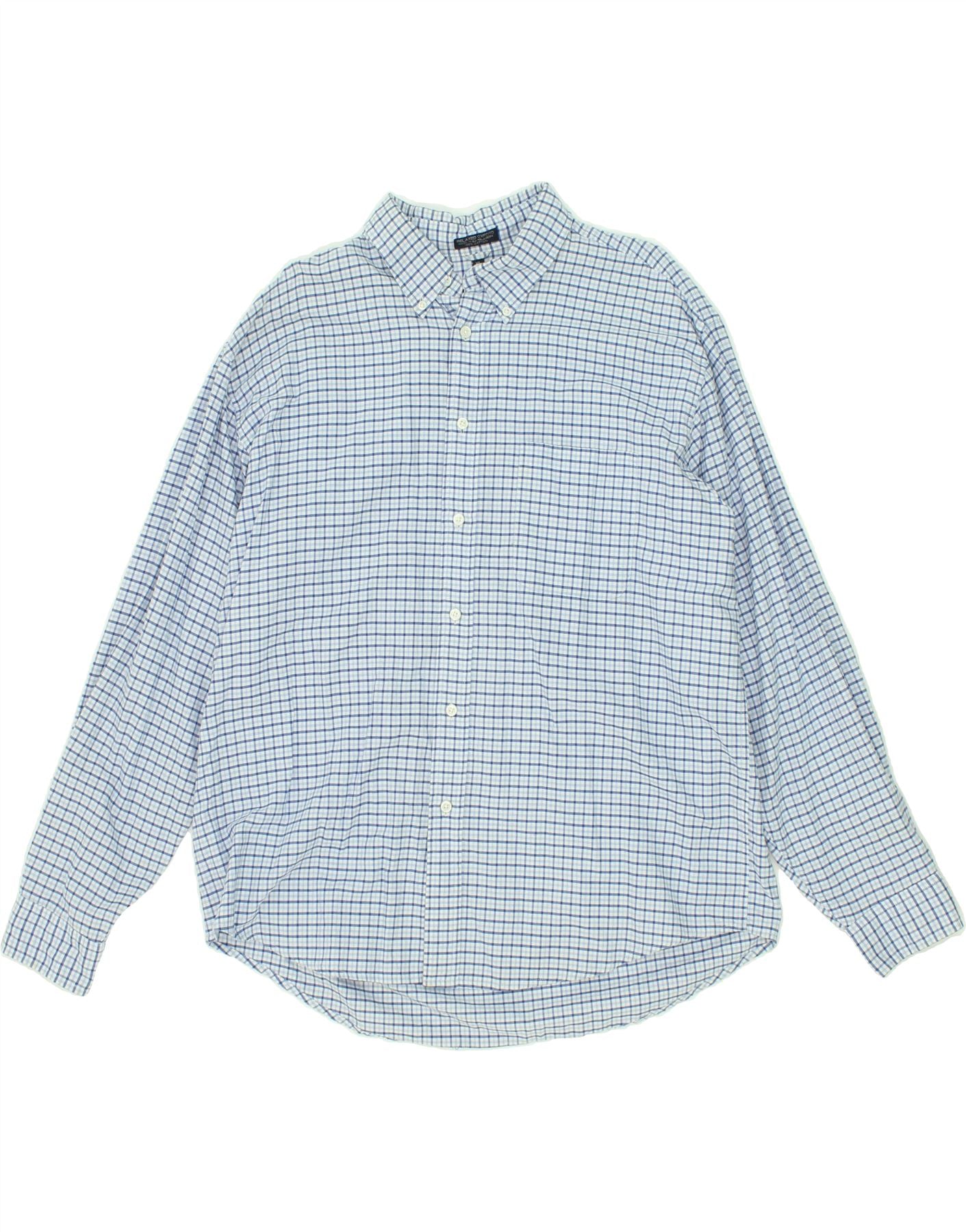 image of IZOD Mens Relaxed Fit Shirt XL Blue Check Cotton