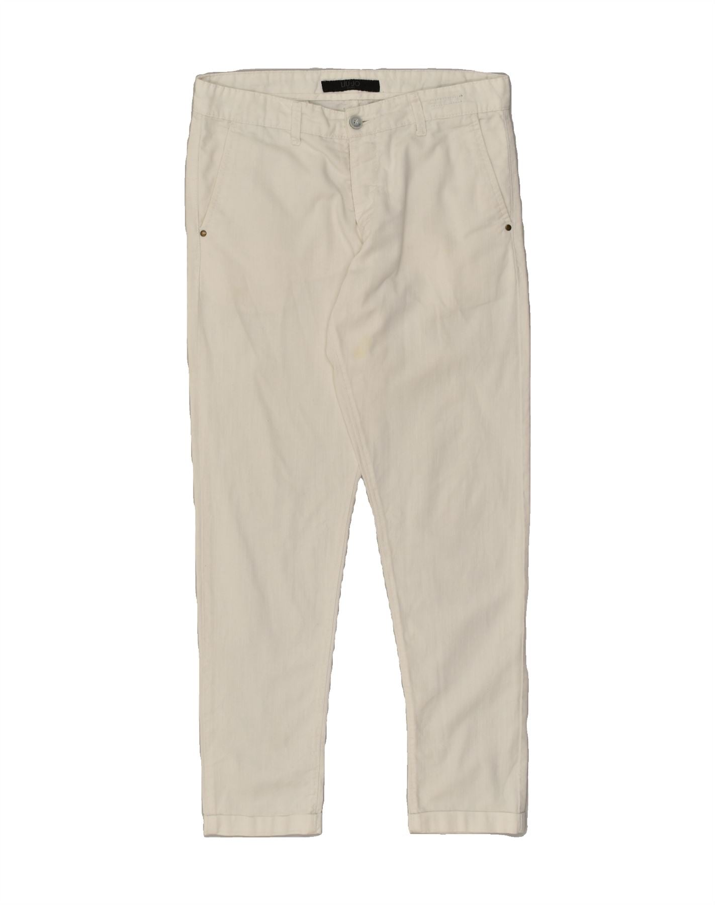 image of LIU JO Mens Capri Slim Chino Trousers IT 44 XS W32 L22  White Cotton