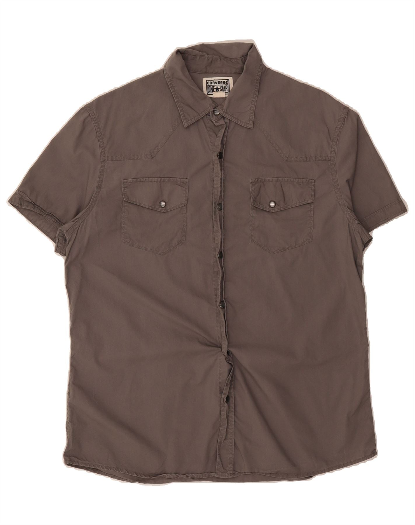 image of CONVERSE Mens Short Sleeve Shirt Medium Grey Cotton