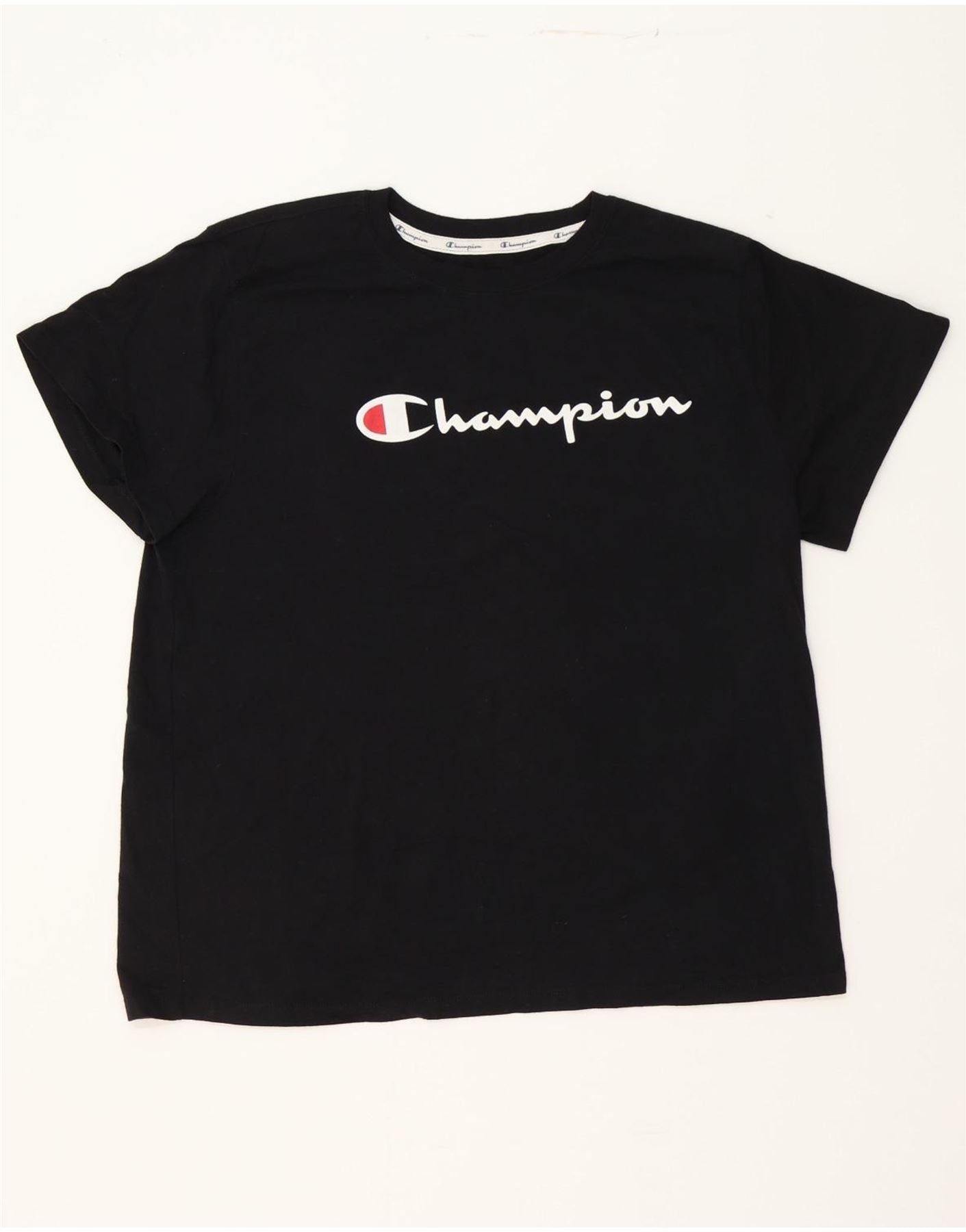 image of CHAMPION Womens Graphic T-Shirt Top UK 20 2XL Black Cotton