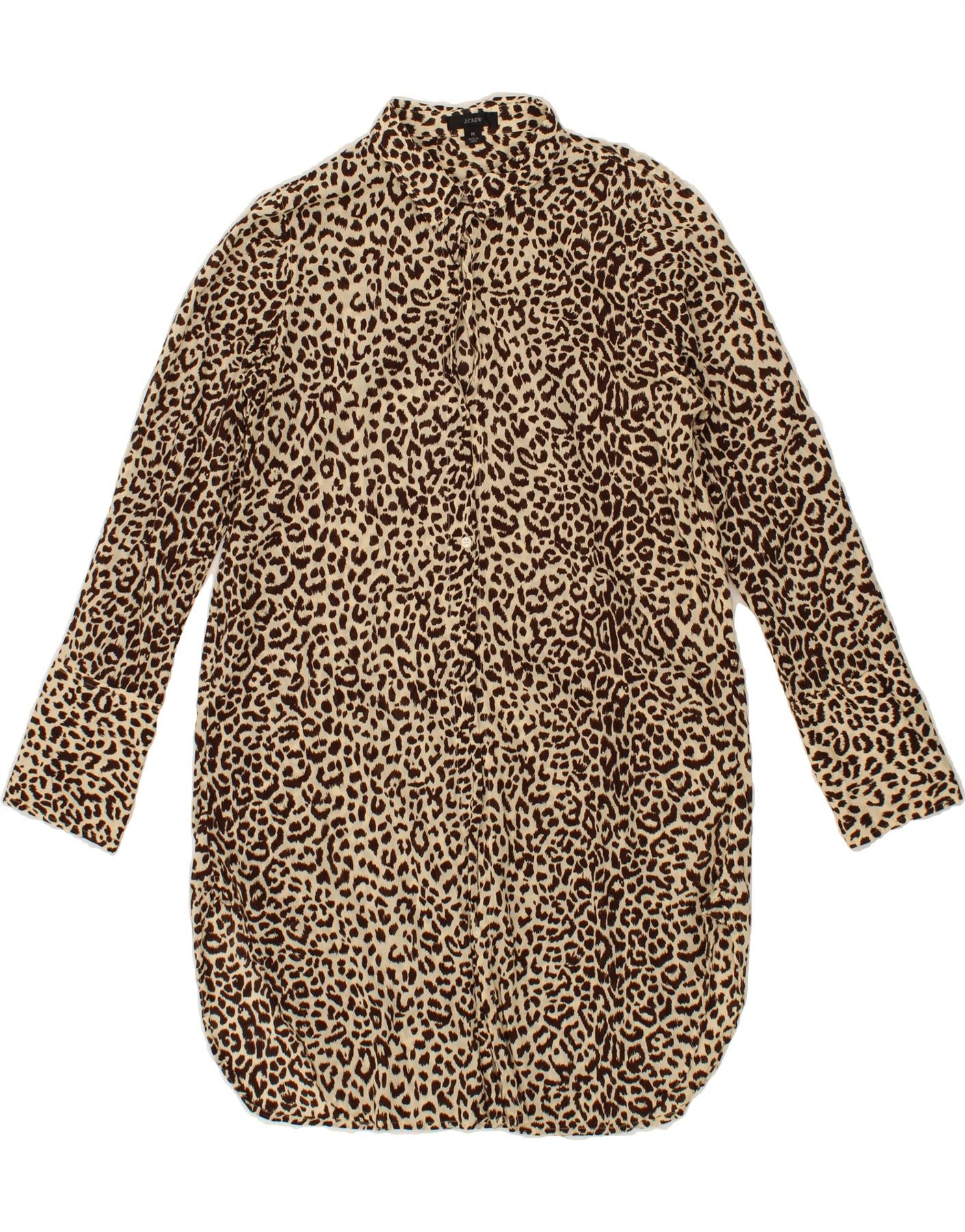 image of J. CREW Womens Shirt Dress UK 14 Medium Brown Animal Print Cotton