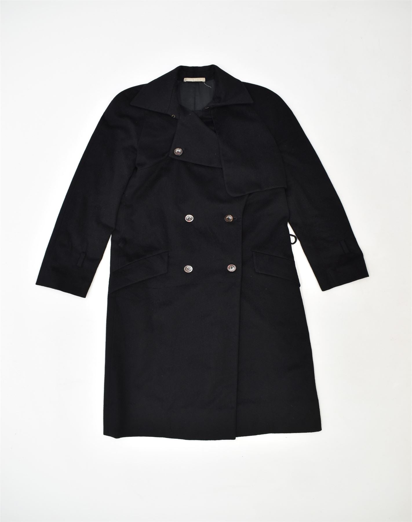 Image of NINA RICCI Womens Double Breasted Coat UK 12  Medium Black Wool