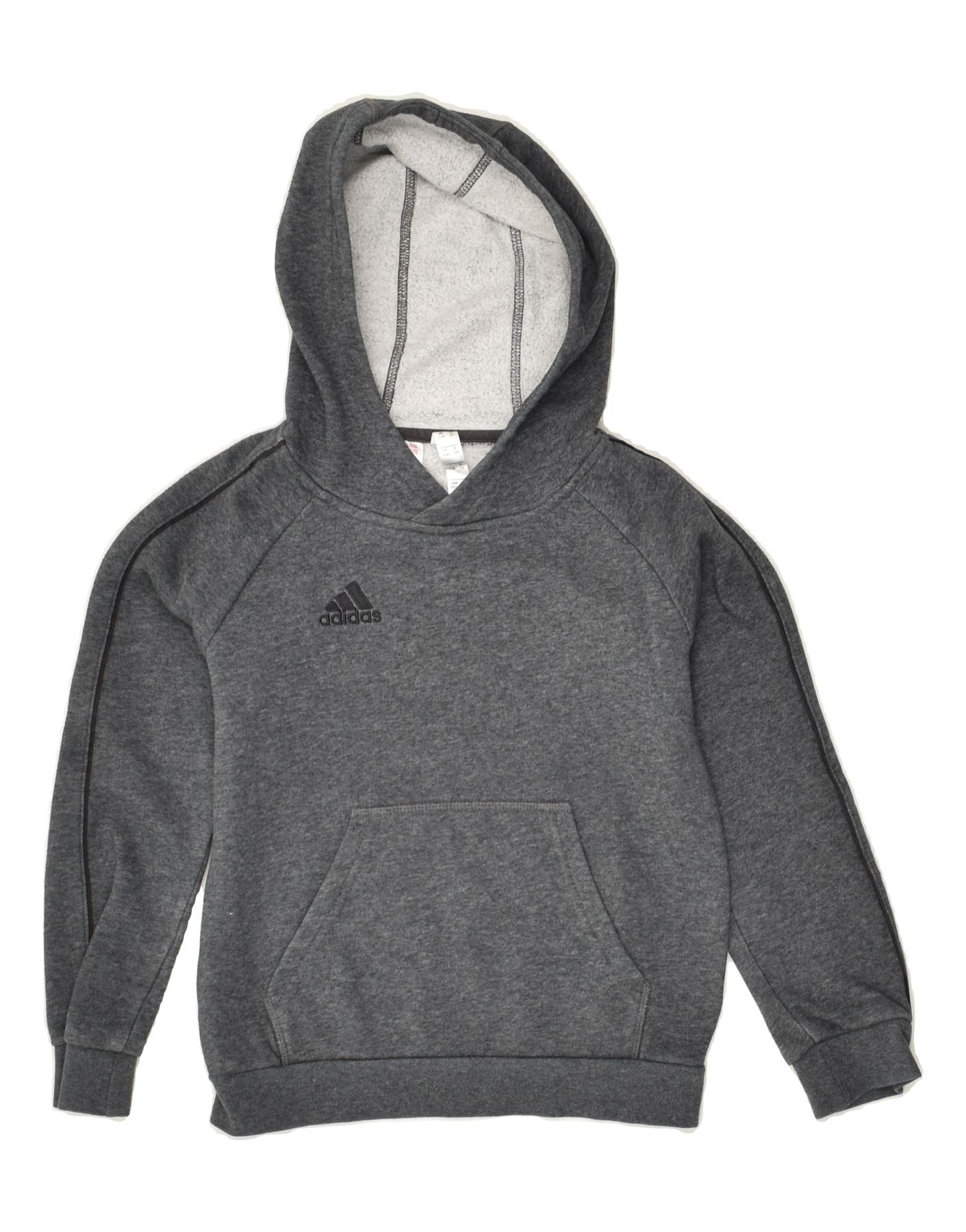 ADIDAS Boys Graphic Hoodie Jumper 7-8 Years Grey Cotton